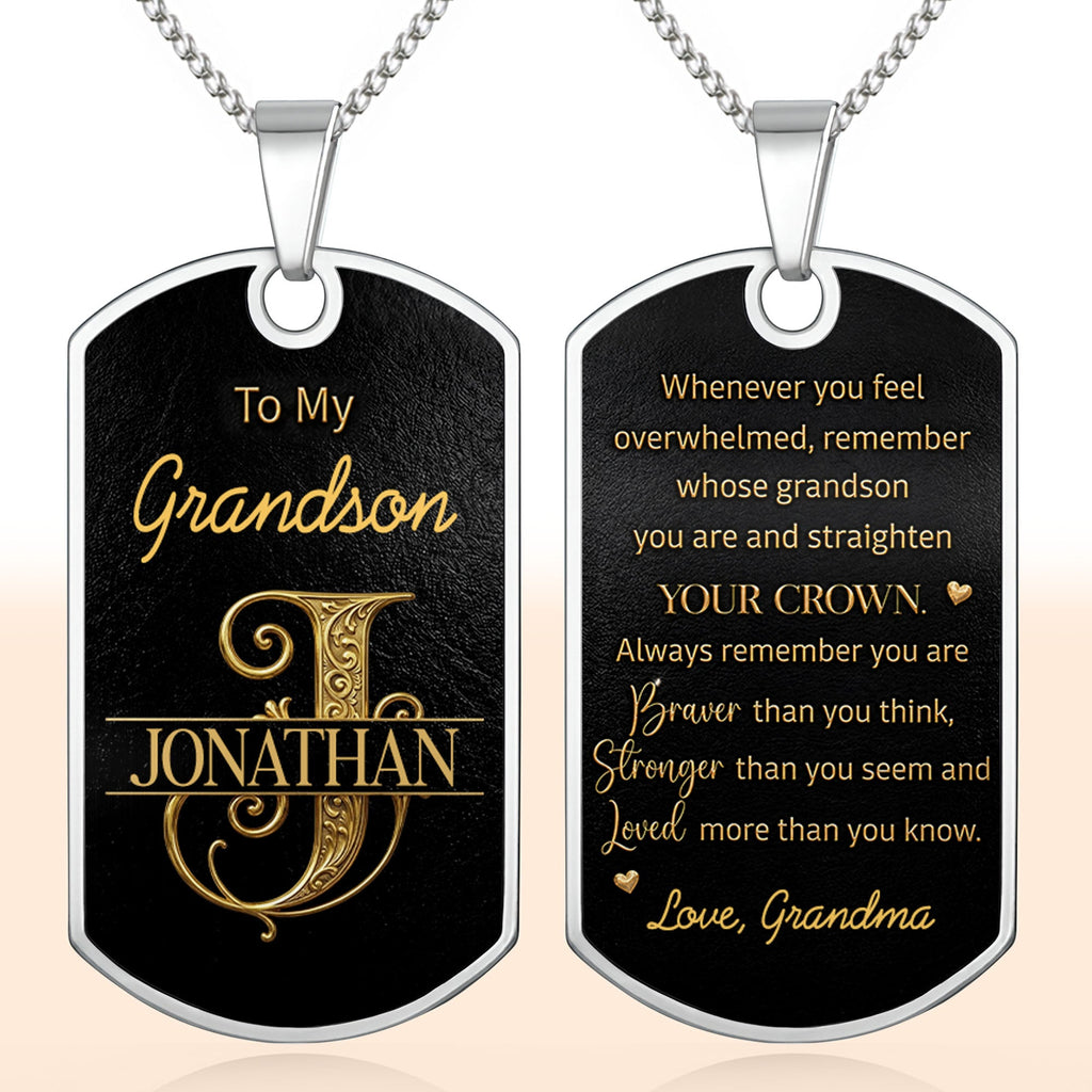 Personalized Dog Tag Necklace Custom Initials Gift for Grandson Dog Tag Necklace GradoCreations
