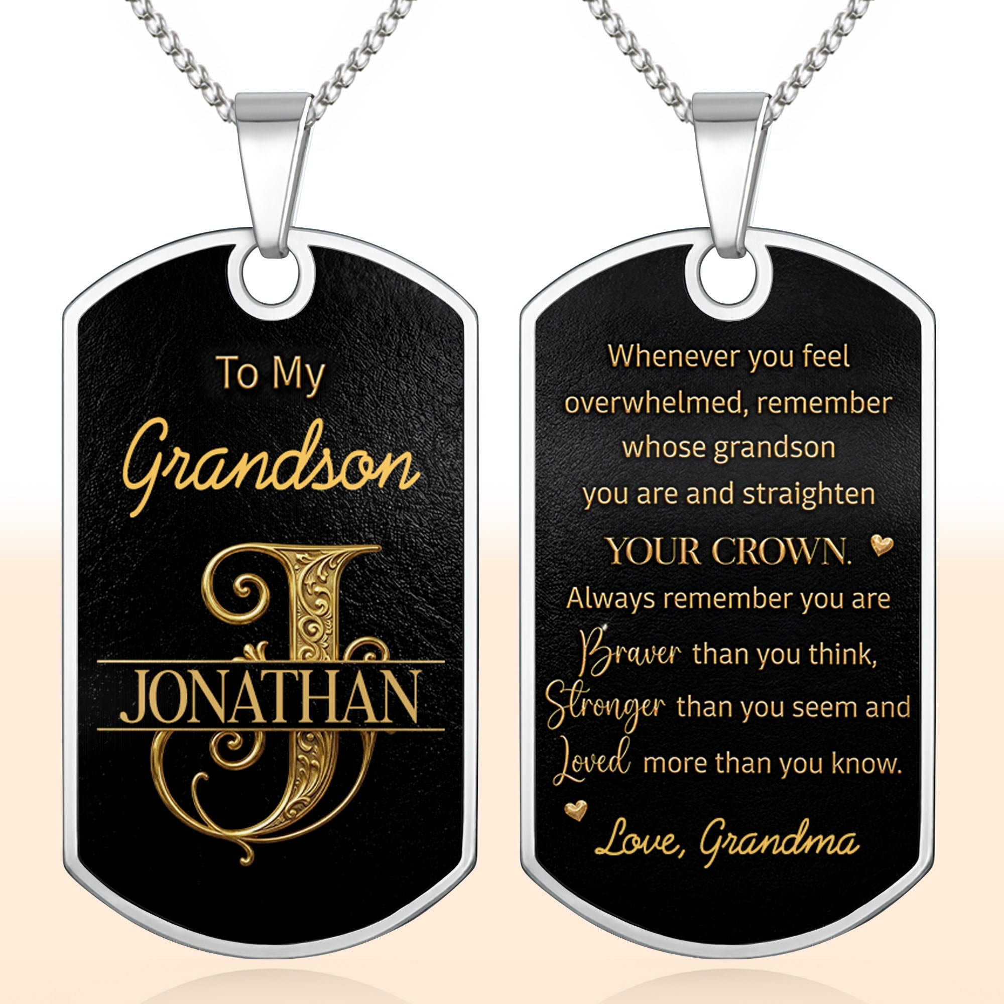 Personalized Dog Tag Necklace Custom Initials Gift for Grandson Dog Tag Necklace GradoCreations