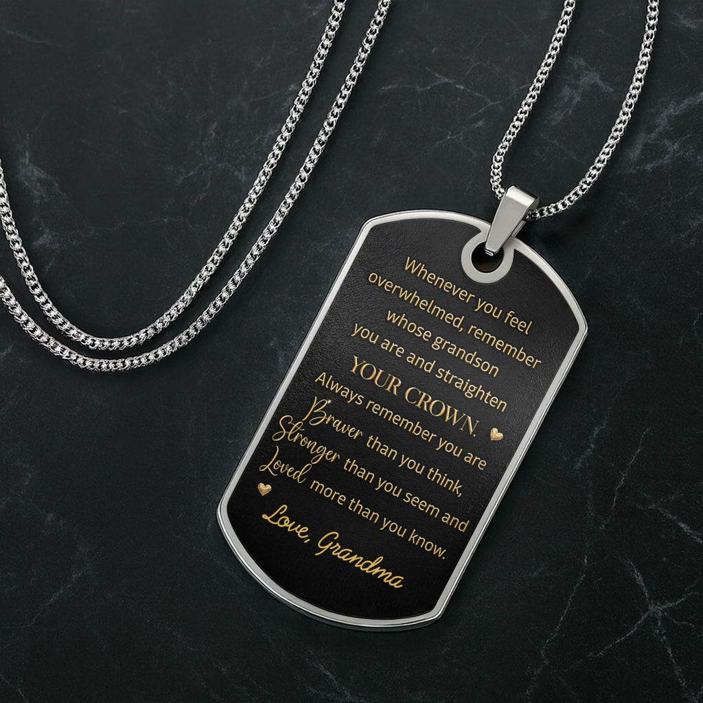 Personalized Dog Tag Necklace Custom Initials Gift for Grandson Dog Tag Necklace GradoCreations