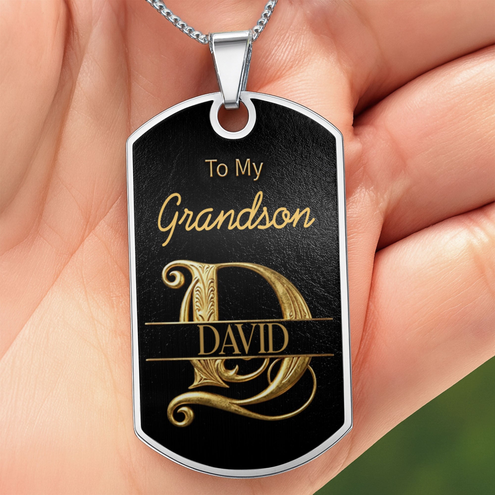 Personalized Dog Tag Necklace Custom Initials Gift for Grandson Dog Tag Necklace GradoCreations