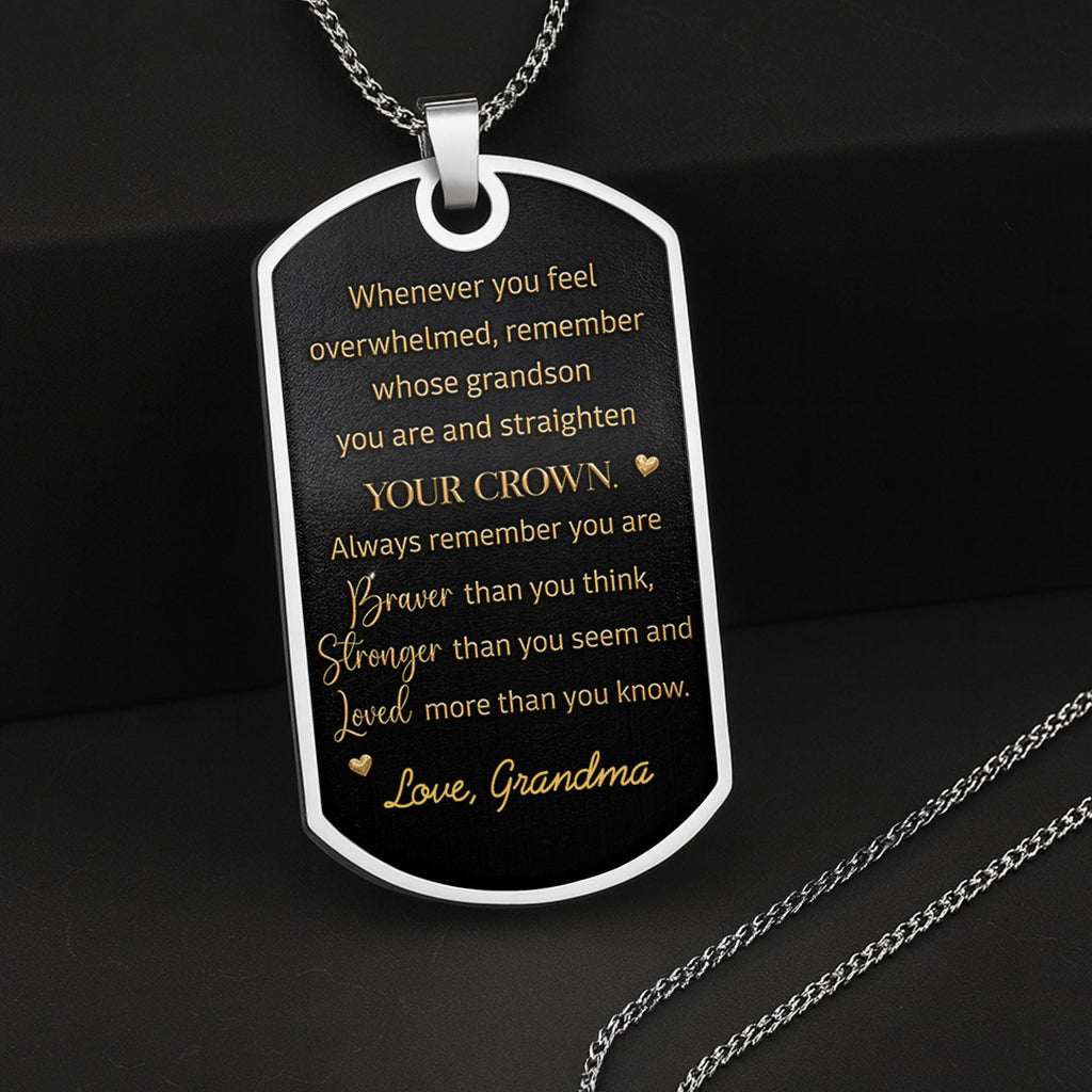 Personalized Dog Tag Necklace Custom Initials Gift for Grandson Dog Tag Necklace GradoCreations