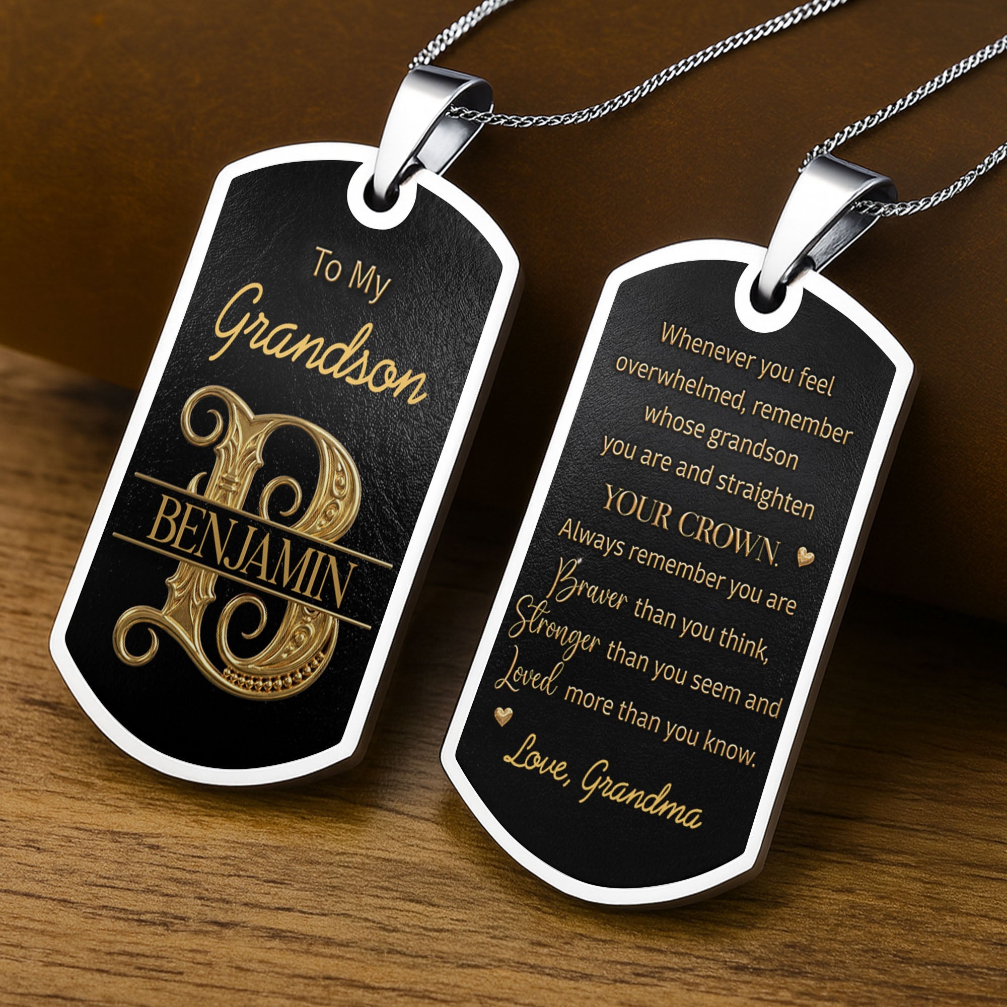 Personalized Dog Tag Necklace Custom Initials Gift for Grandson Dog Tag Necklace GradoCreations