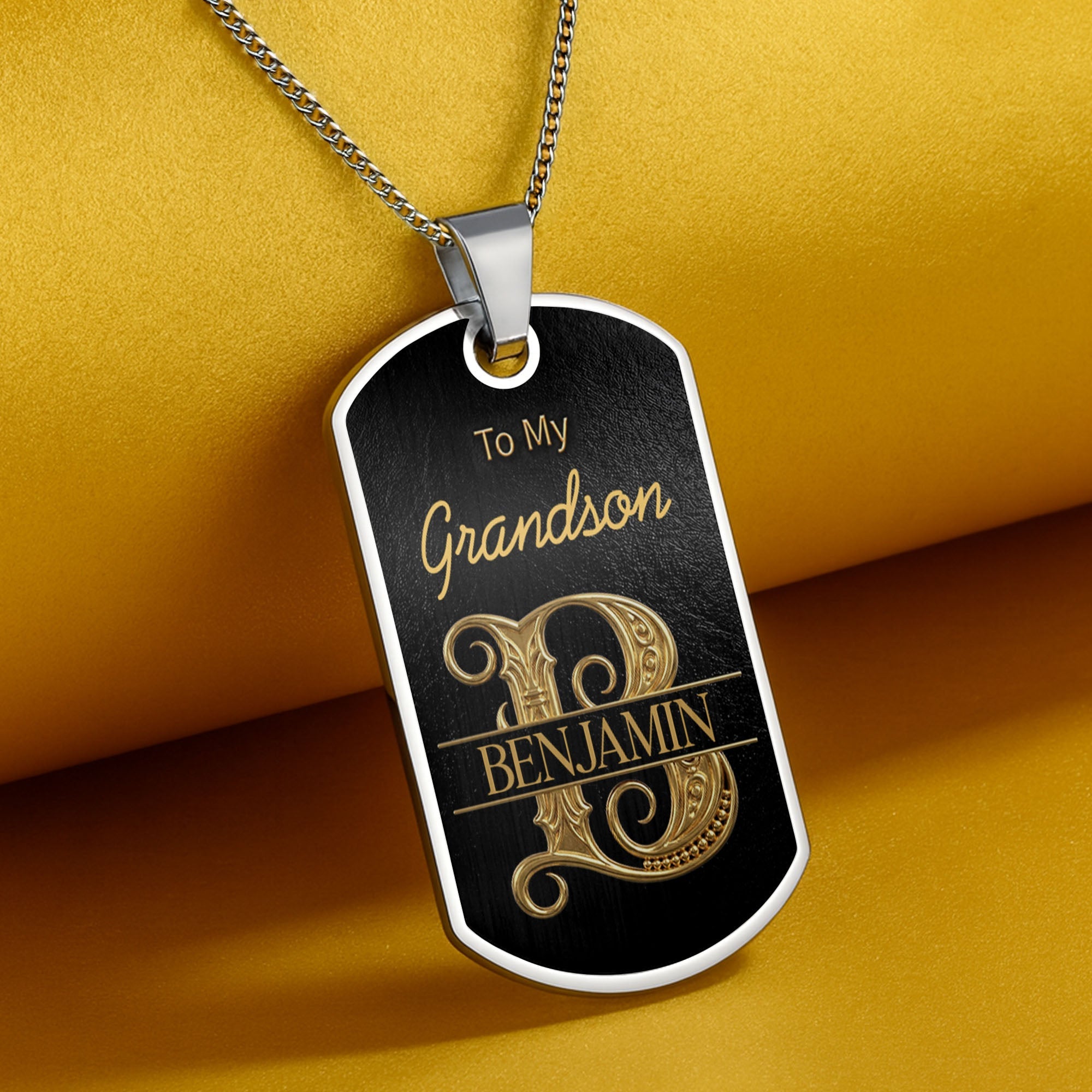 Personalized Dog Tag Necklace Custom Initials Gift for Grandson Dog Tag Necklace GradoCreations