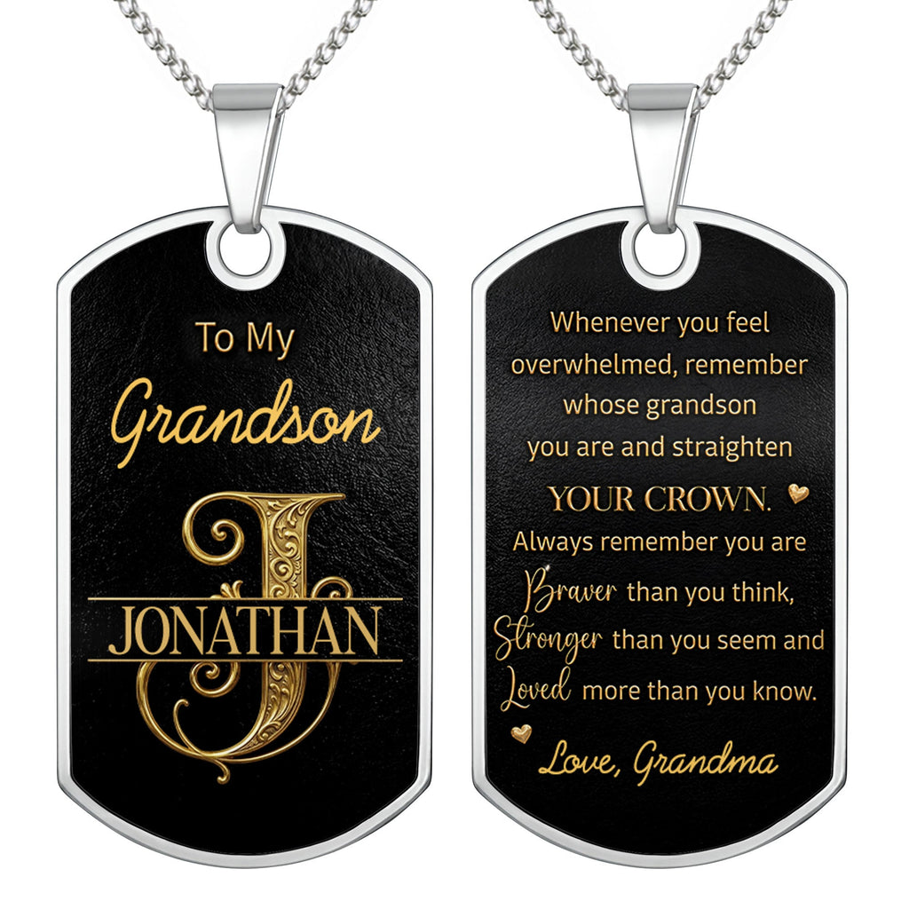 Personalized Dog Tag Necklace Custom Initials Gift for Grandson Dog Tag Necklace GradoCreations