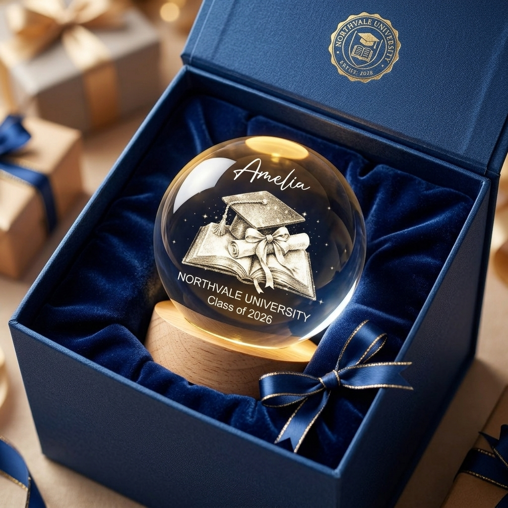 Personalized Crystal Globe Lamp Gift for Graduation 2026