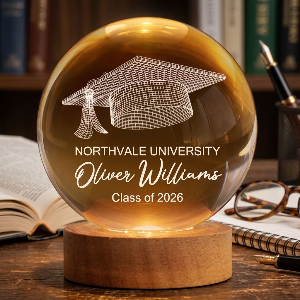 Personalized Crystal Globe Lamp Gift for Graduation 2026