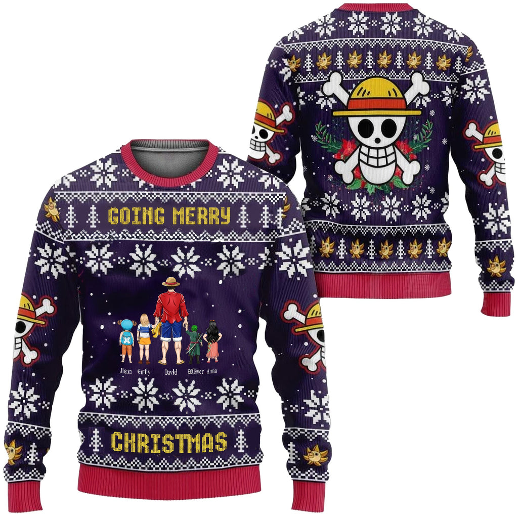Personalized Luffy Gear 4 Ugly Sweater Custom Name Gift for Dad