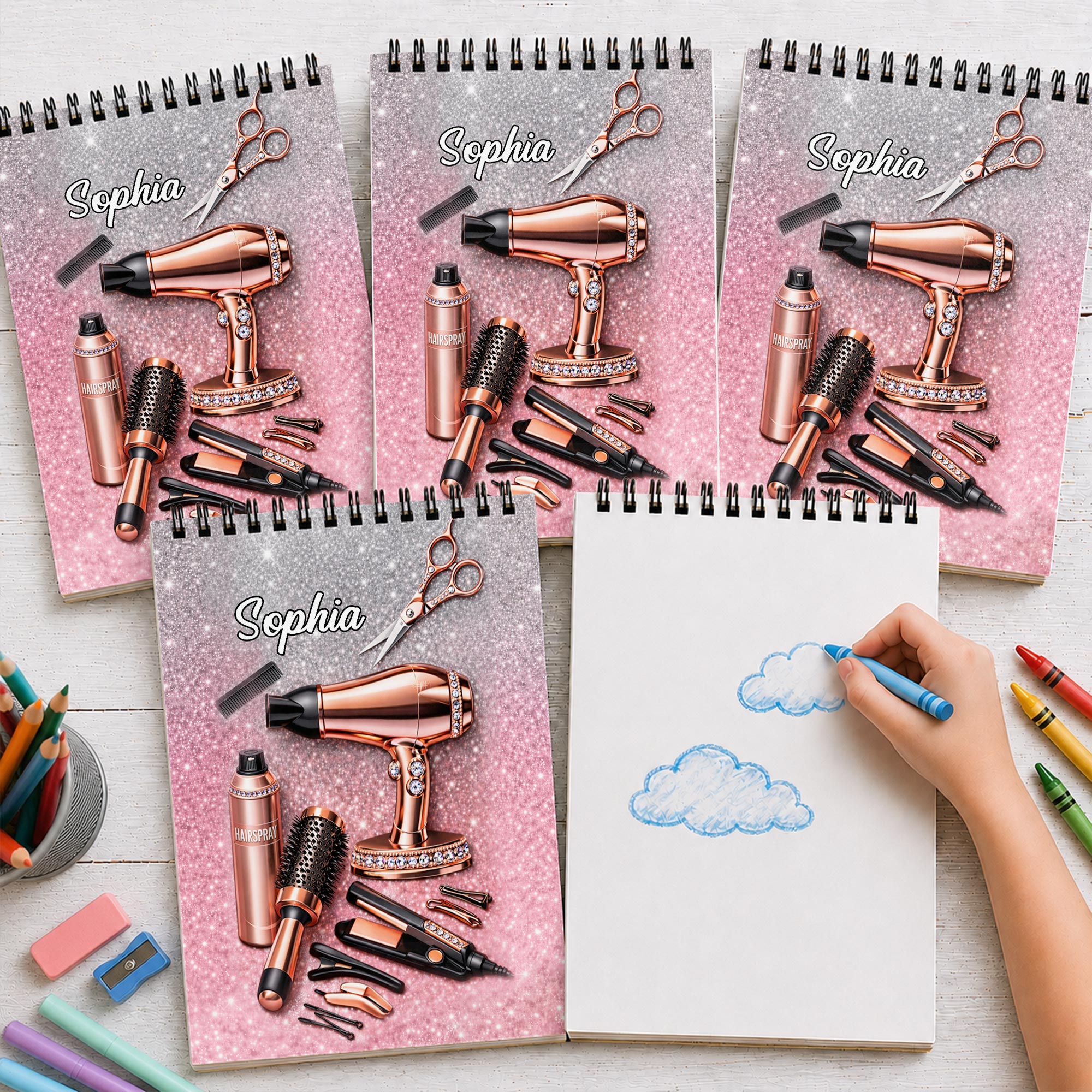 Personalized Sketch Book Custom Name Hair Stylist Gift Sketch Book GradoCreations