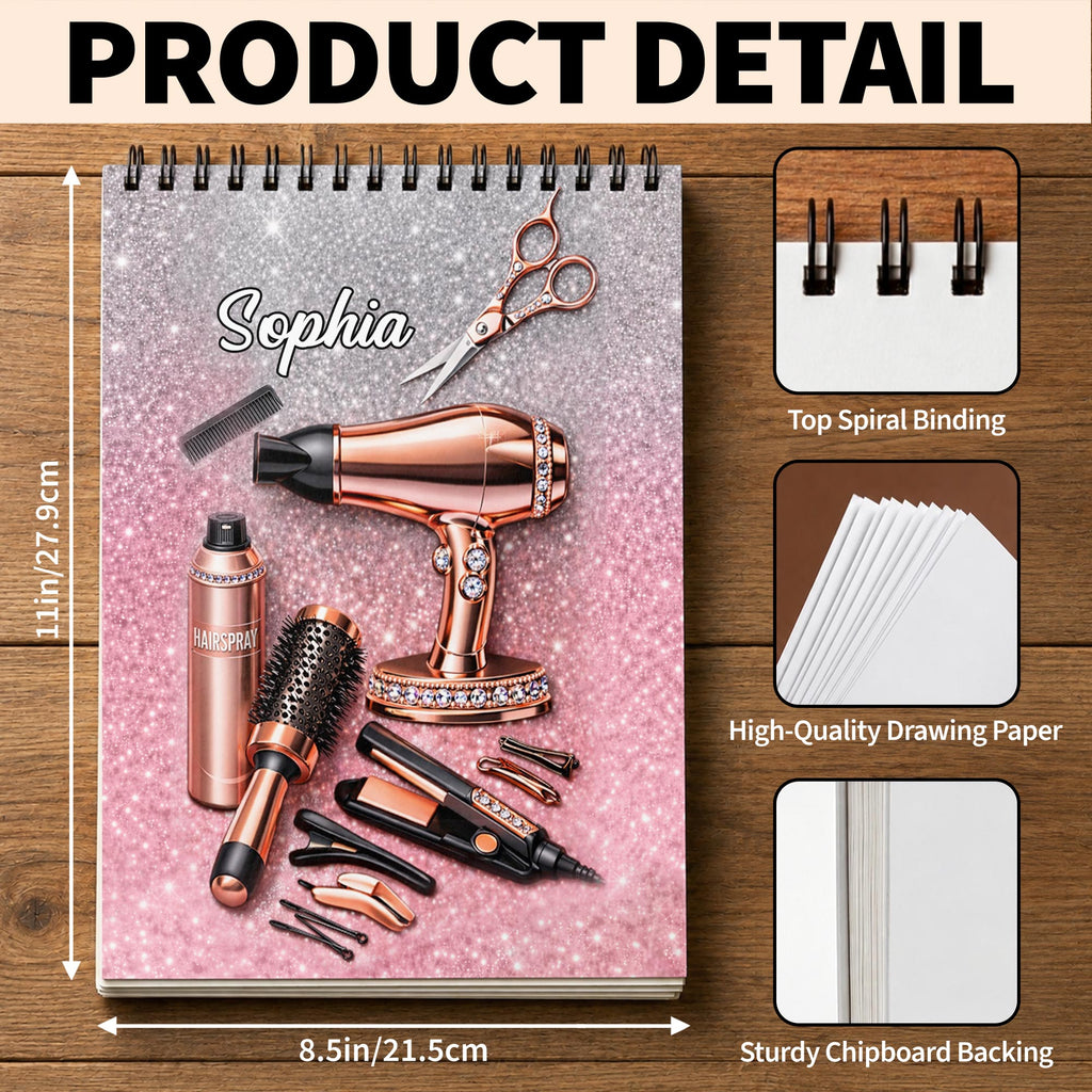 Personalized Sketch Book Custom Name Hair Stylist Gift Sketch Book GradoCreations
