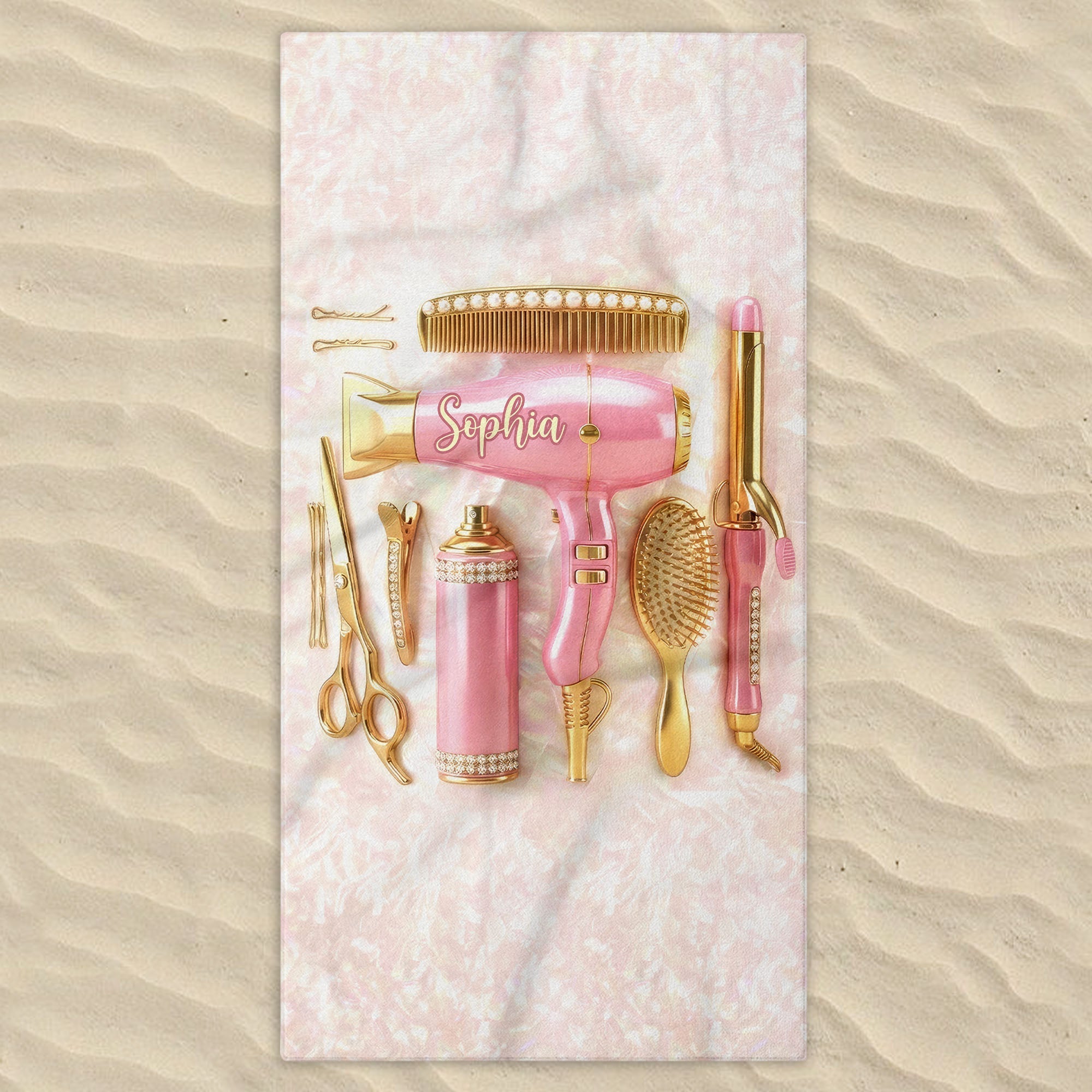 Personalized Microfiber Beach Towel Custom Name Gift for Hairstylists Beach Towels GradoCreations