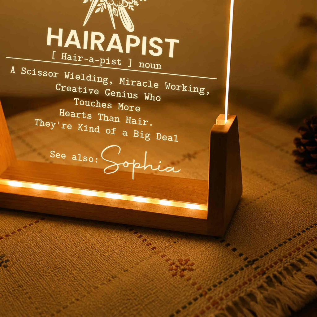 Personalized Acrylic Night Light Custom Name Gift for Stylist Wood and Acrylic Night Light GradoCreations