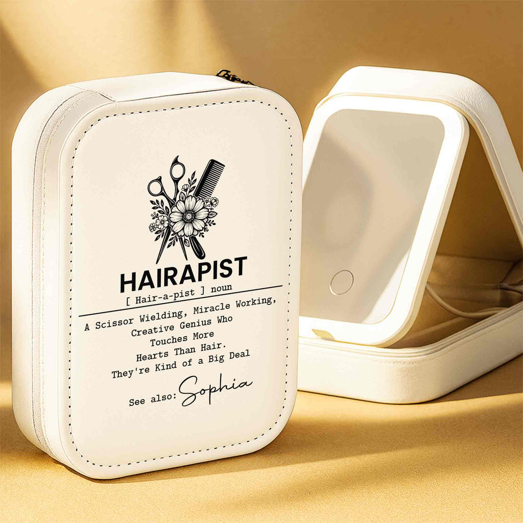 Personalized Jewelry Box with LED Mirror for Hair Stylist Gift Jewelry Box With LED Mirror GradoCreations