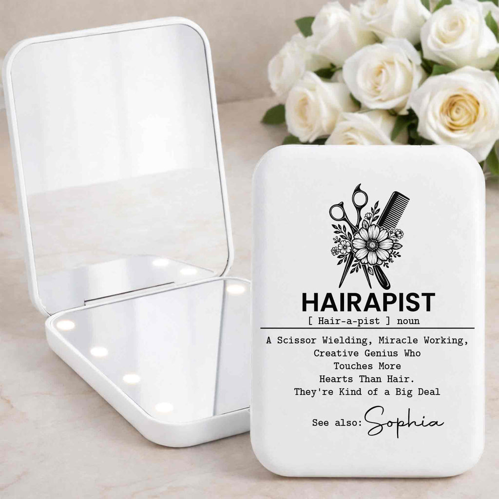 Personalized LED Pocket Mirror Custom Name for Hairstylists LED Pocket Mirror GradoCreations