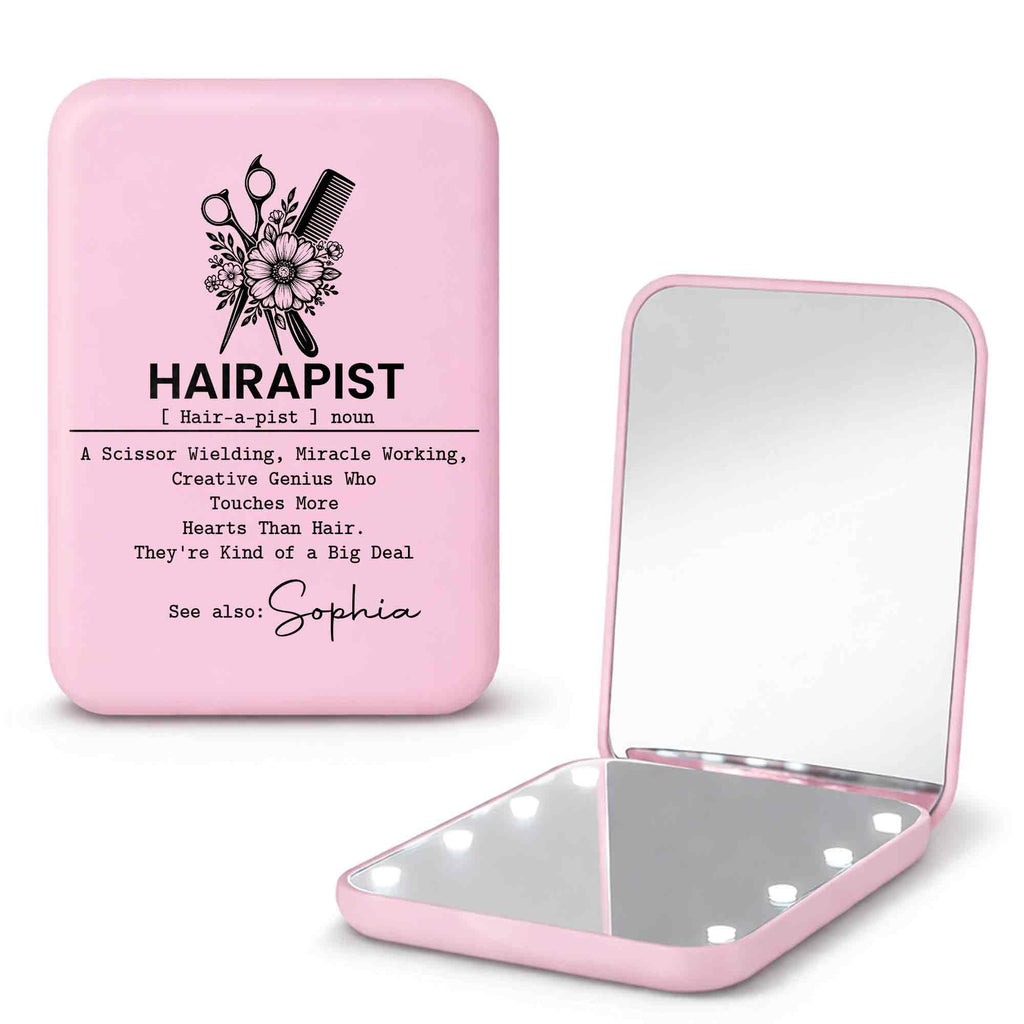 Personalized LED Pocket Mirror Custom Name for Hairstylists LED Pocket Mirror GradoCreations
