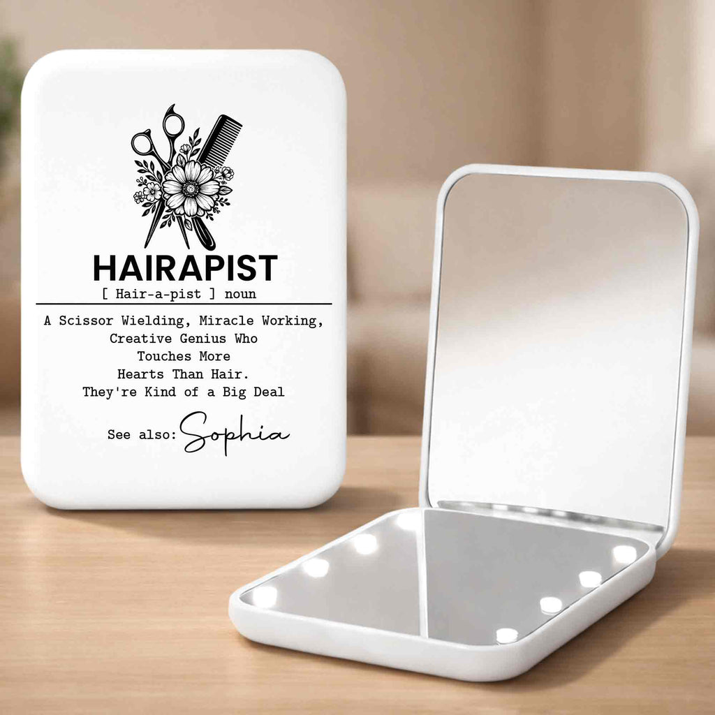 Personalized LED Pocket Mirror Custom Name for Hairstylists LED Pocket Mirror GradoCreations