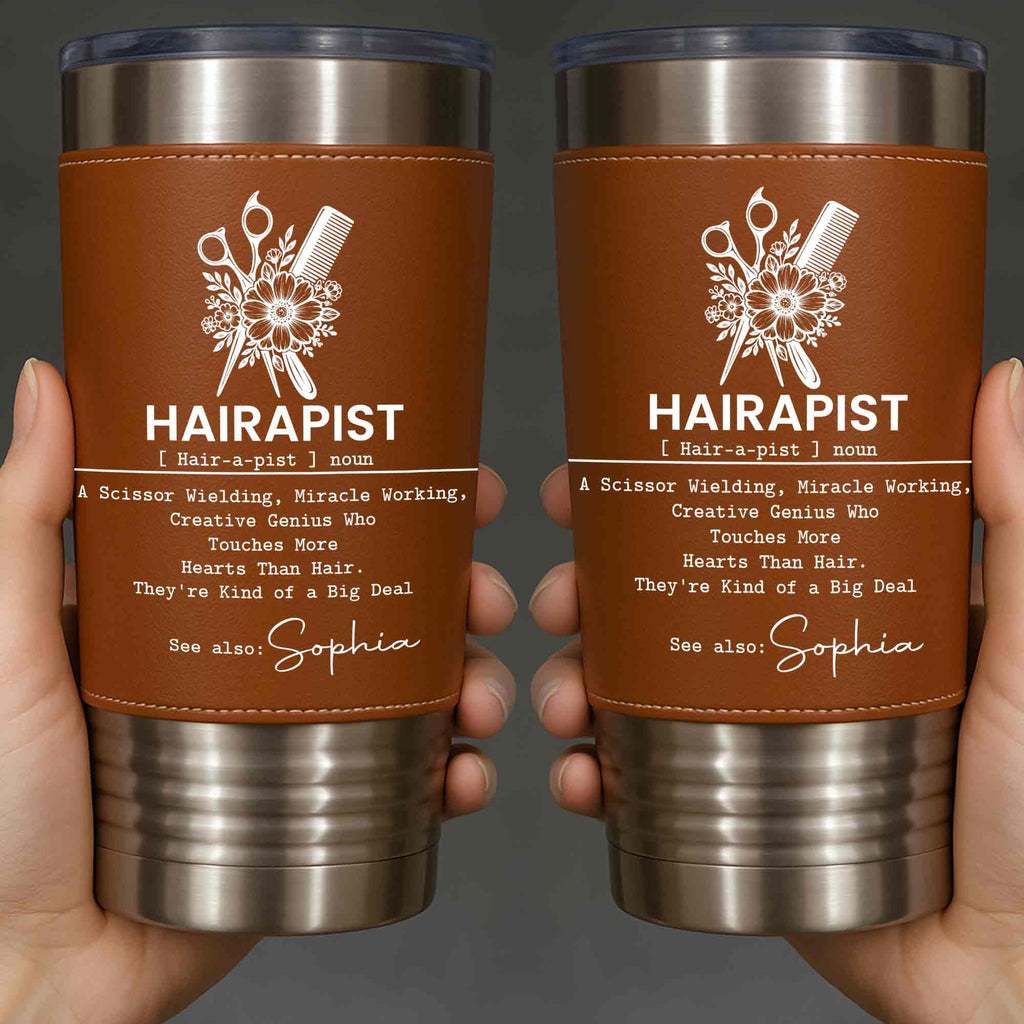 Personalized Leather Tumbler for Hairstylist Custom Name Gift
