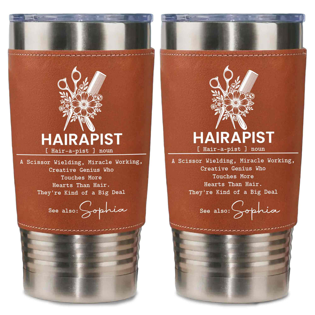 Personalized Leather Tumbler for Hairstylist Custom Name Gift