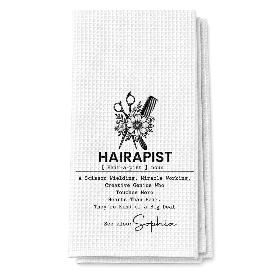 Personalized Kitchen Towel for Hair Stylist Gift | Funny Hairapist Design