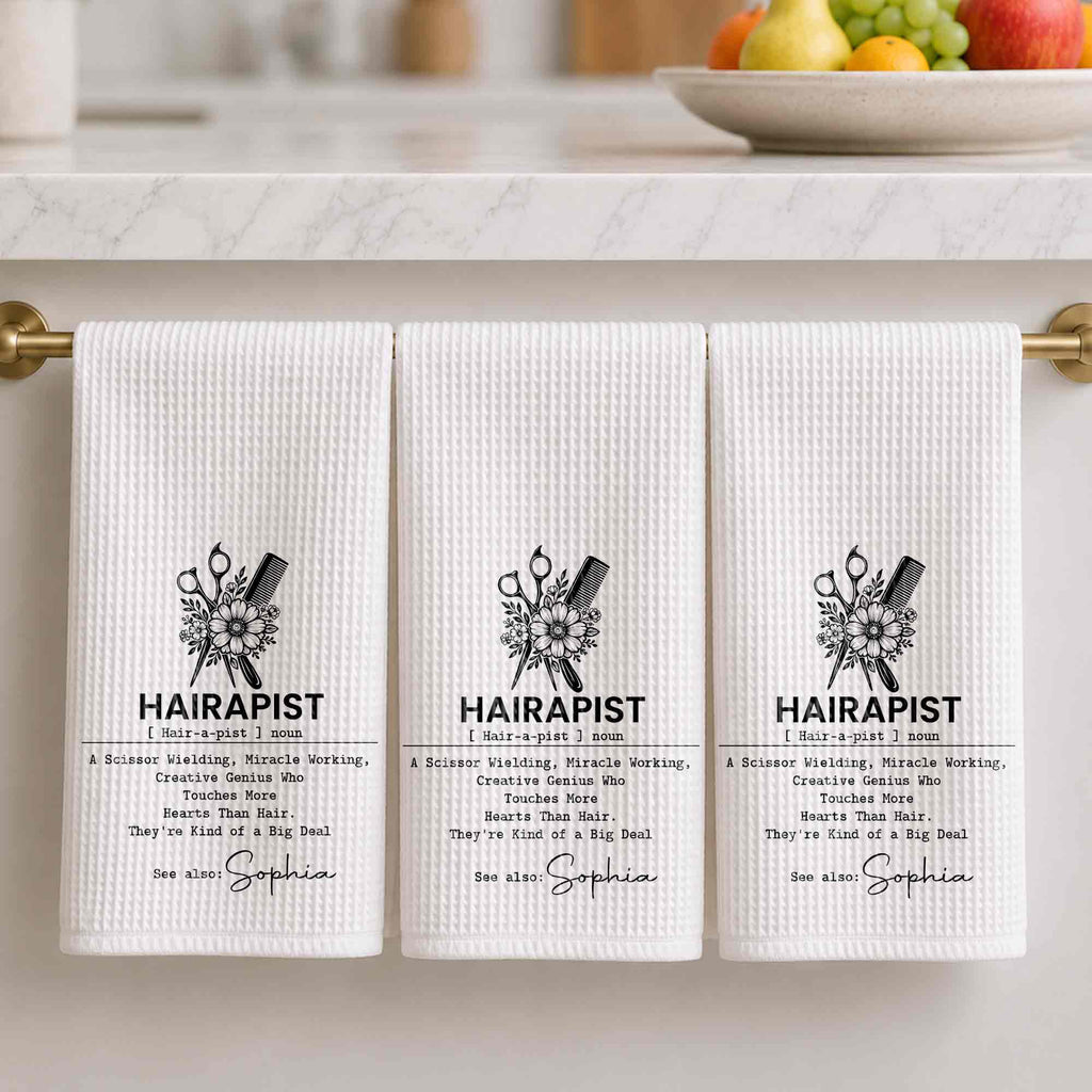 Personalized Kitchen Towel for Hair Stylist Gift | Funny Hairapist Design