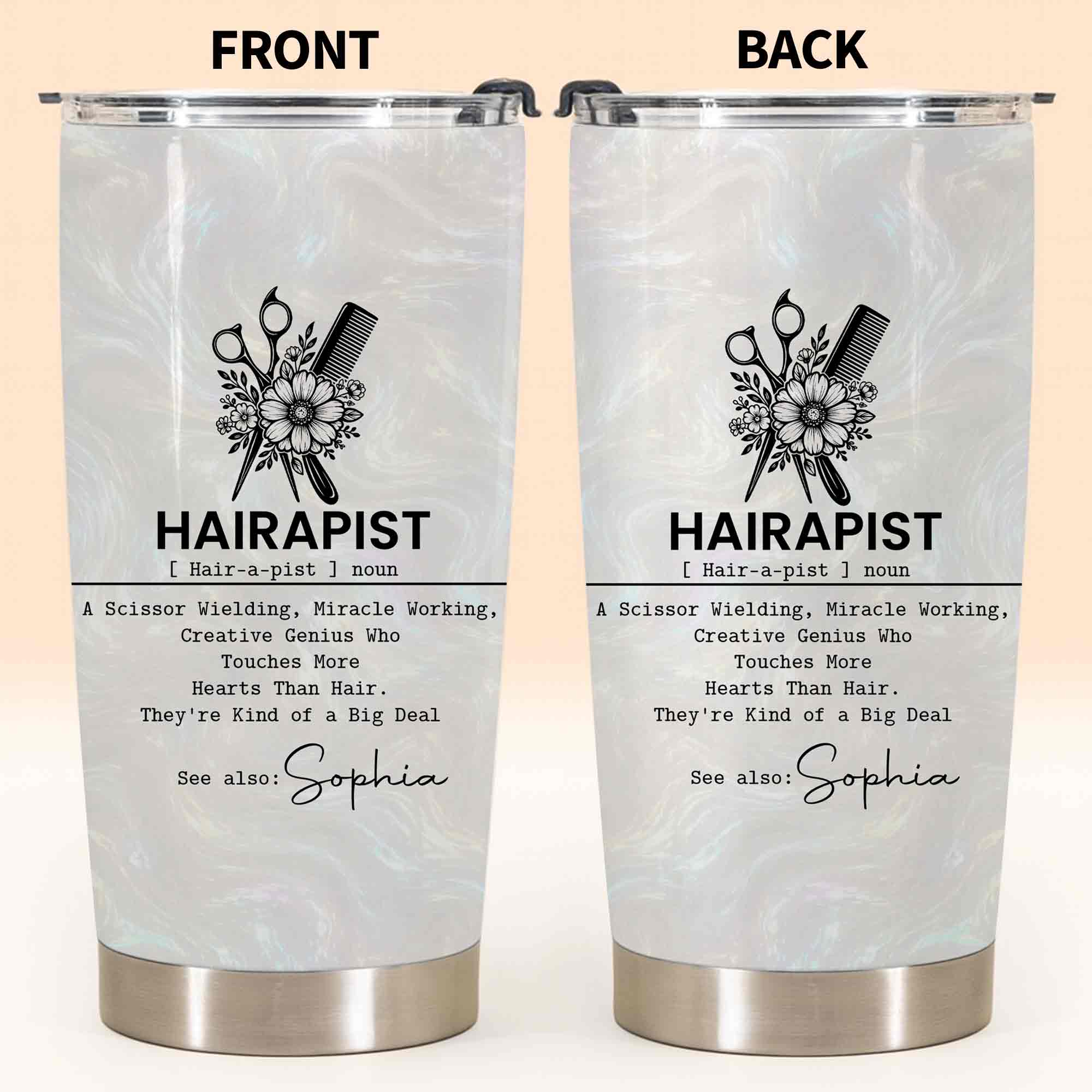 Personalized 20oz Stainless Steel Tumbler Custom Gift for Hairstylist