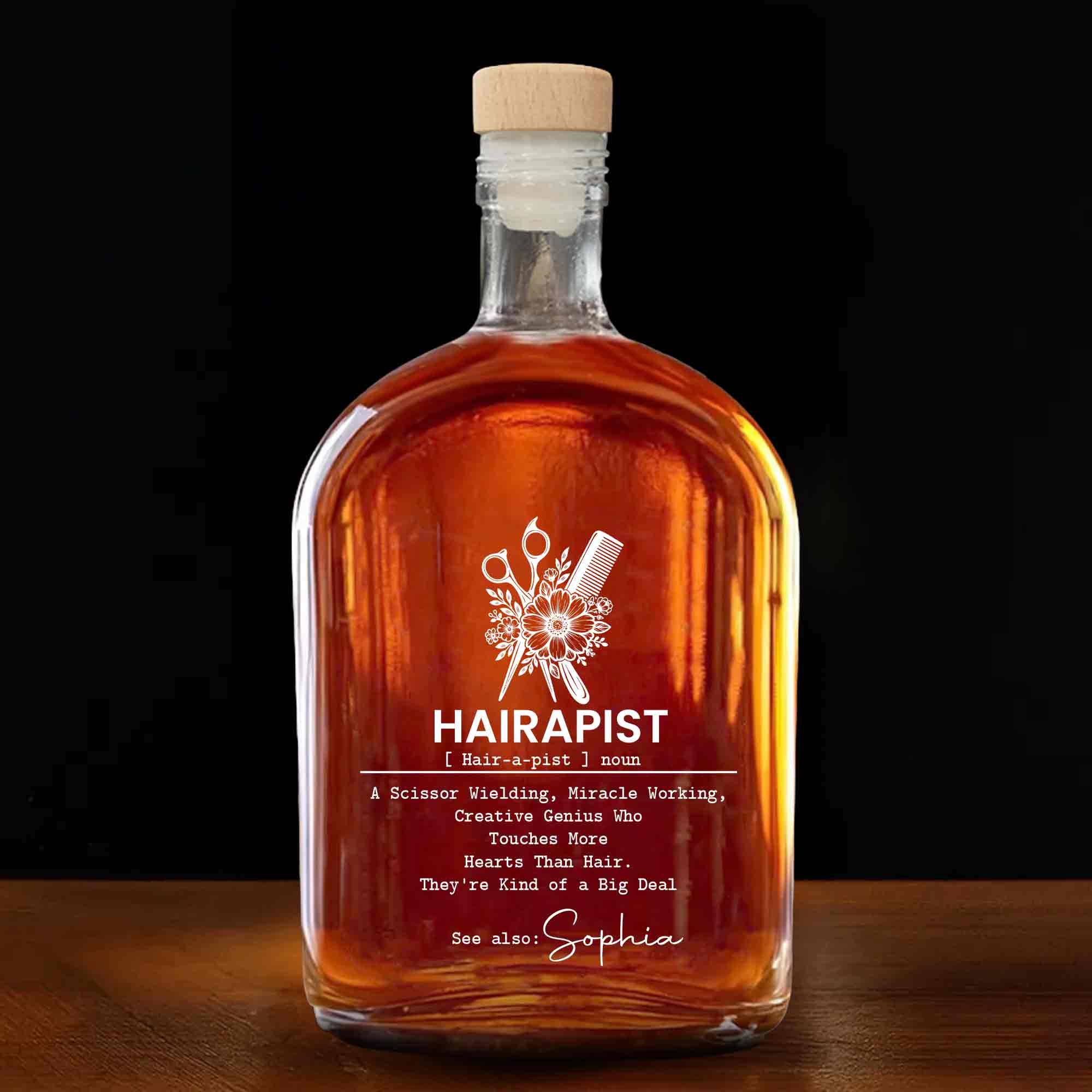 Personalized Whiskey Bottle Custom Name Gift for Hairstylist