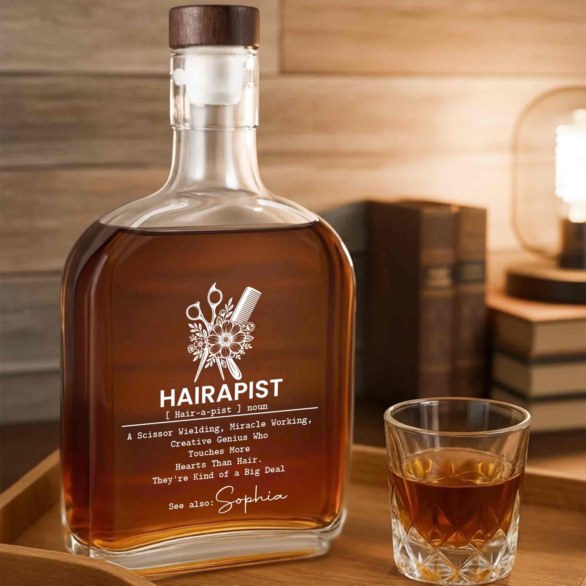 Personalized Whiskey Bottle Custom Name Gift for Hairstylist