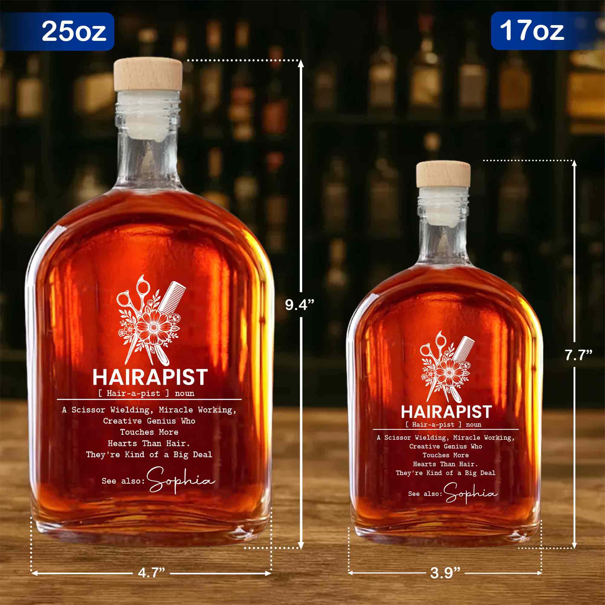 Personalized Whiskey Bottle Custom Name Gift for Hairstylist