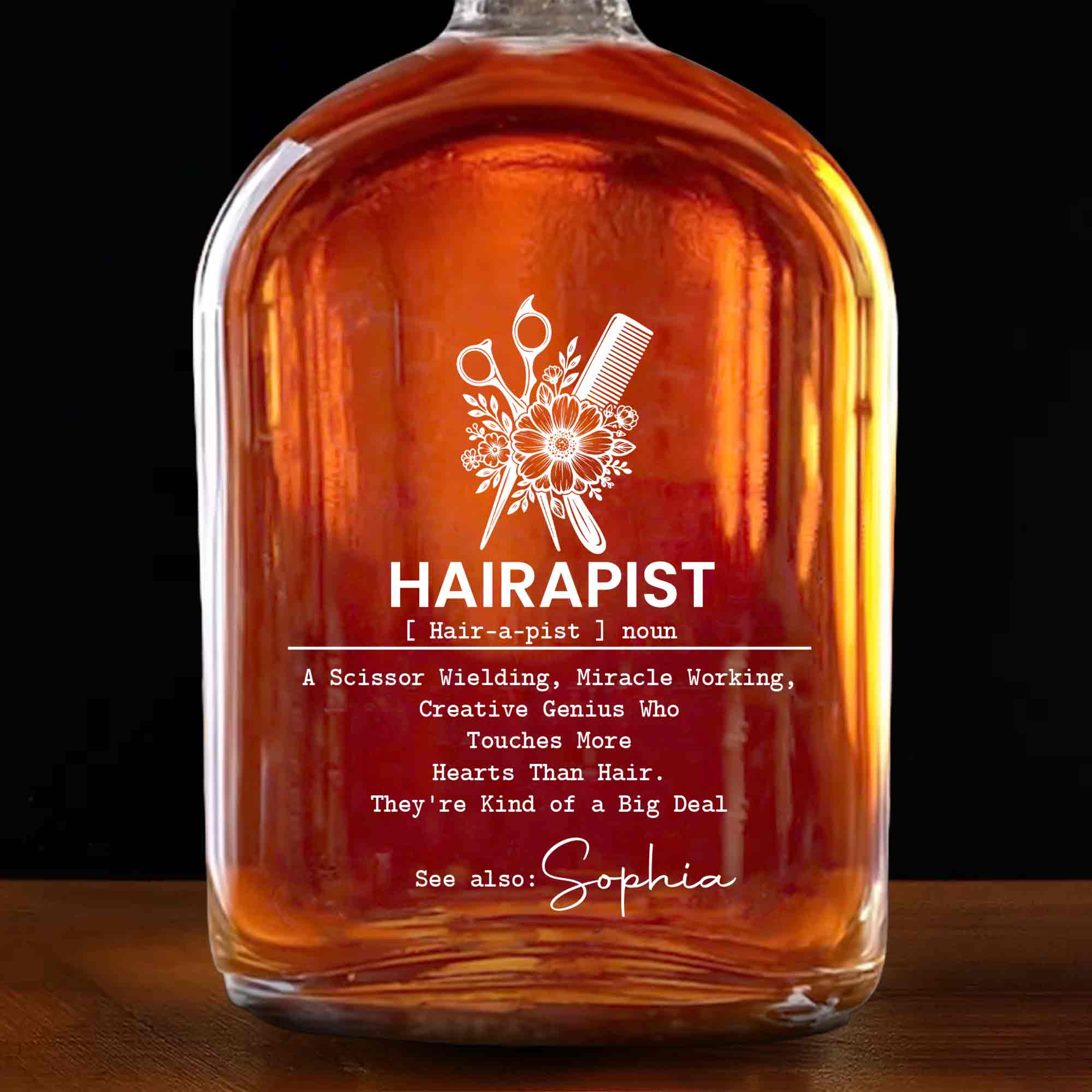 Personalized Whiskey Bottle Custom Name Gift for Hairstylist