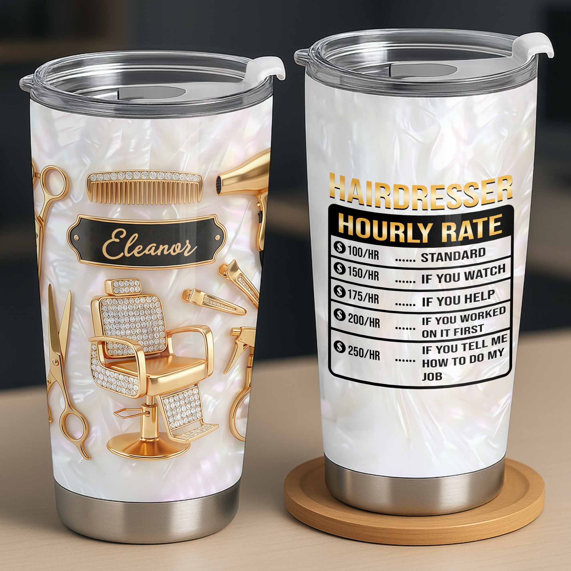 Personalized 20oz Tumbler Gift for Hairdresser Custom Name
