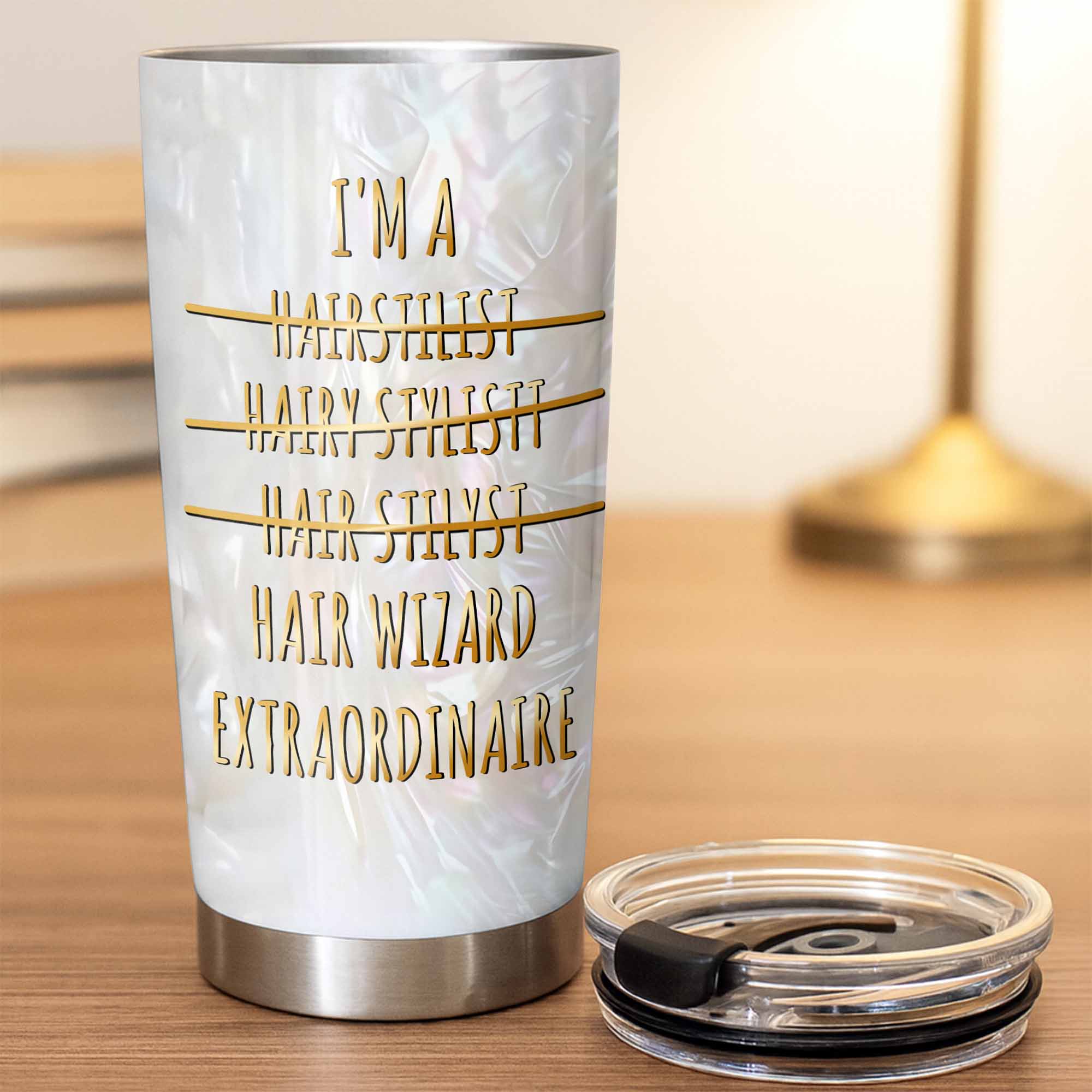 Personalized Hair Wizard Tumbler with Hairdresser Tools 20oz