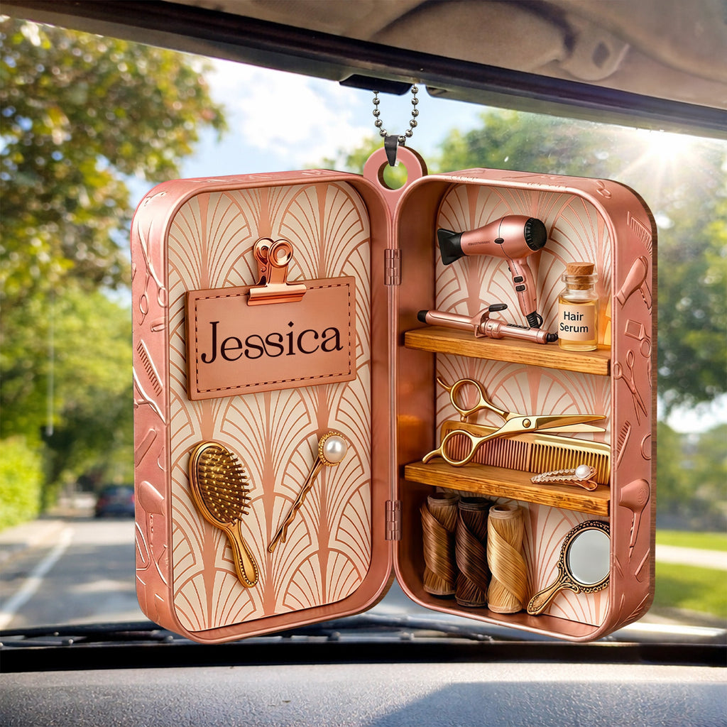 Personalized Wooden Hairdresser Tools Ornament Custom Name Gift Wood Ornament GradoCreations