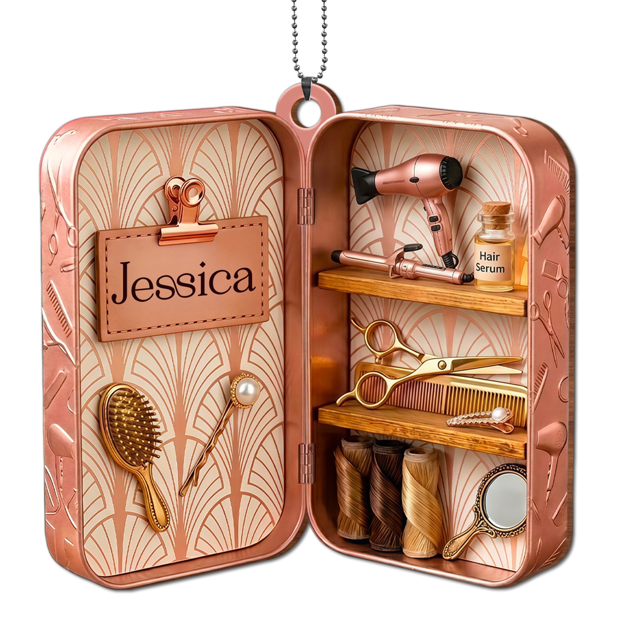 Personalized Wooden Hairdresser Tools Ornament Custom Name Gift Wood Ornament GradoCreations