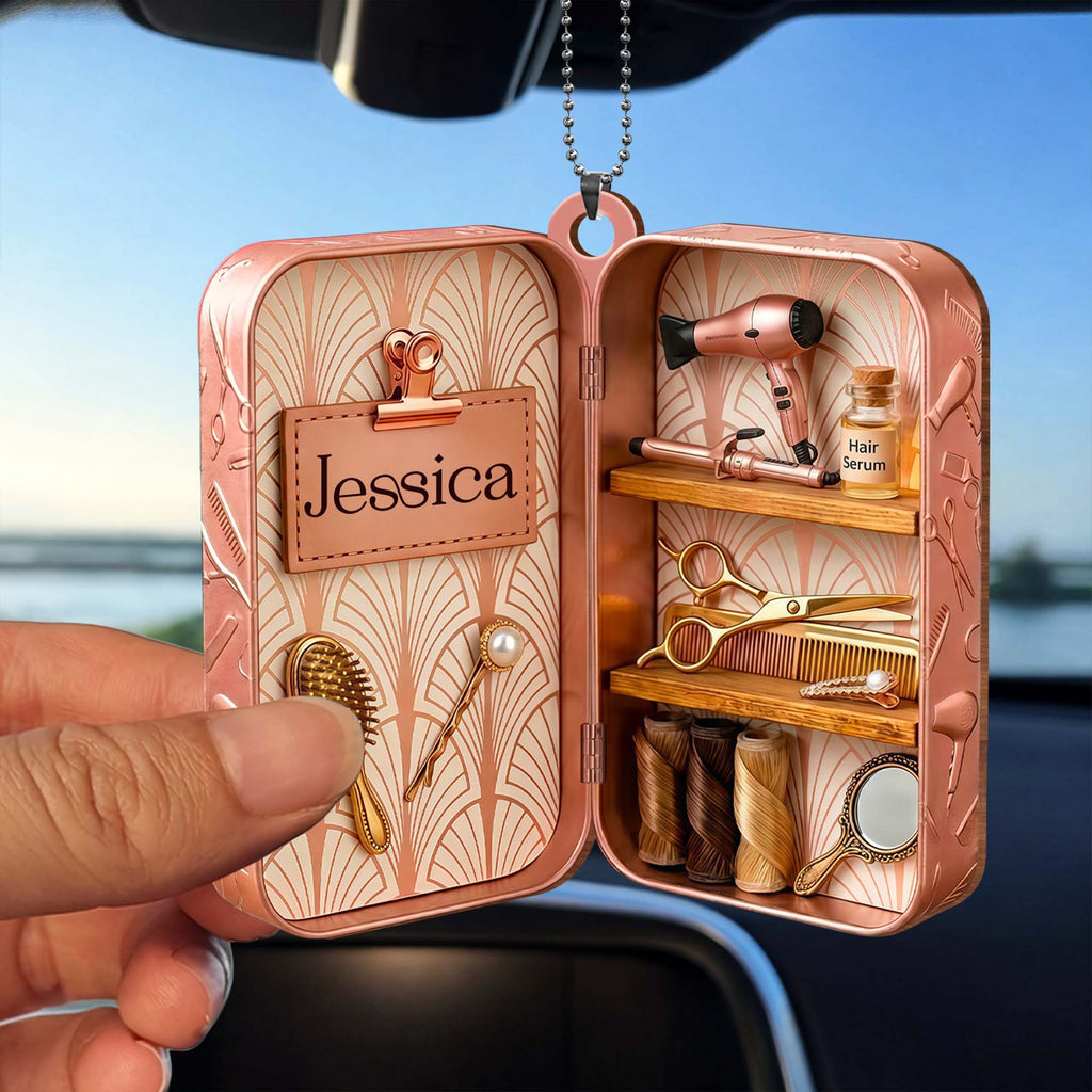 Personalized Wooden Hairdresser Tools Ornament Custom Name Gift Wood Ornament GradoCreations