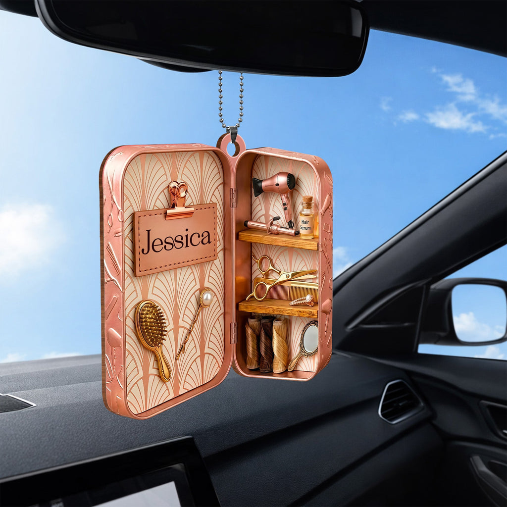 Personalized Wooden Hairdresser Tools Ornament Custom Name Gift Wood Ornament GradoCreations
