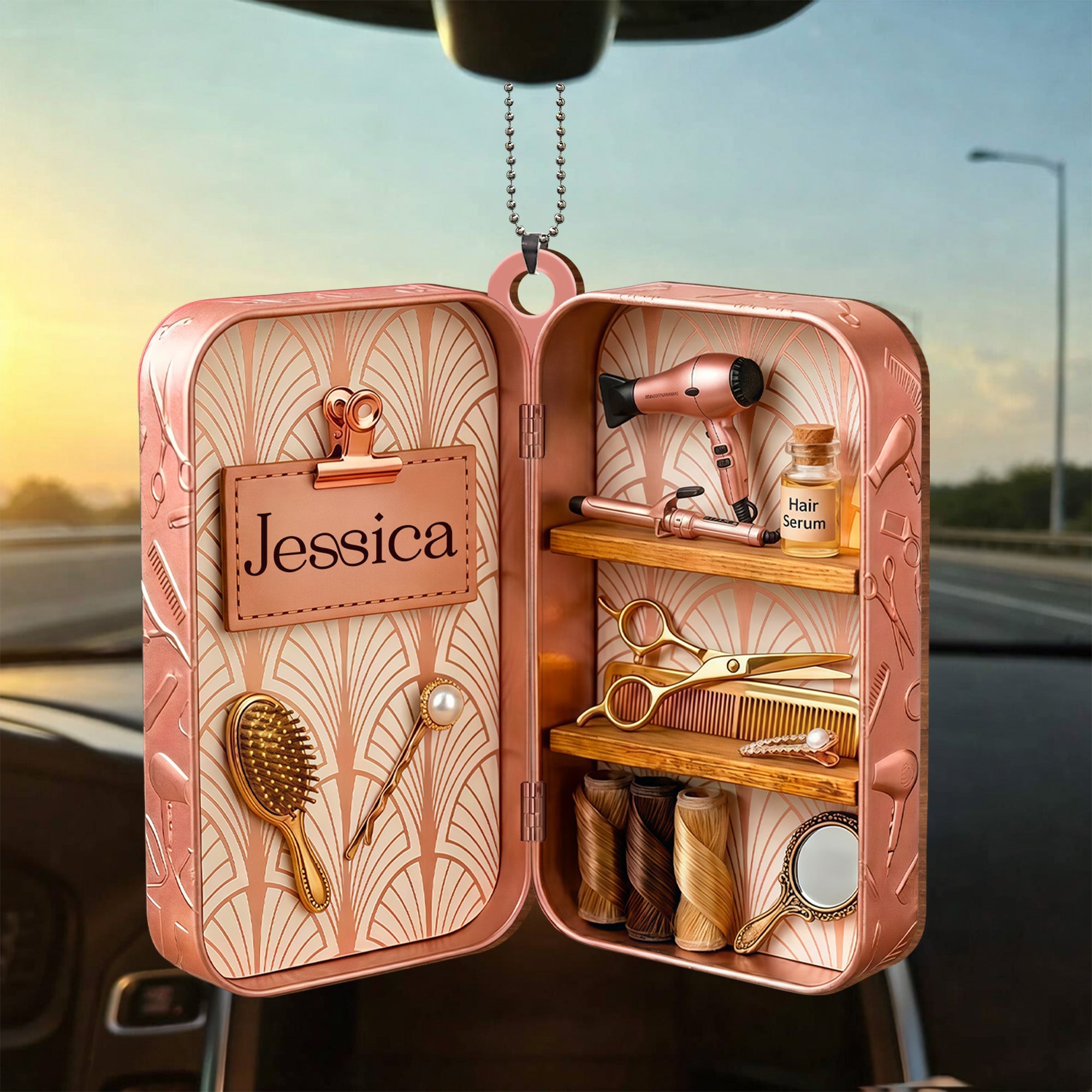 Personalized Wooden Hairdresser Tools Ornament Custom Name Gift Wood Ornament GradoCreations