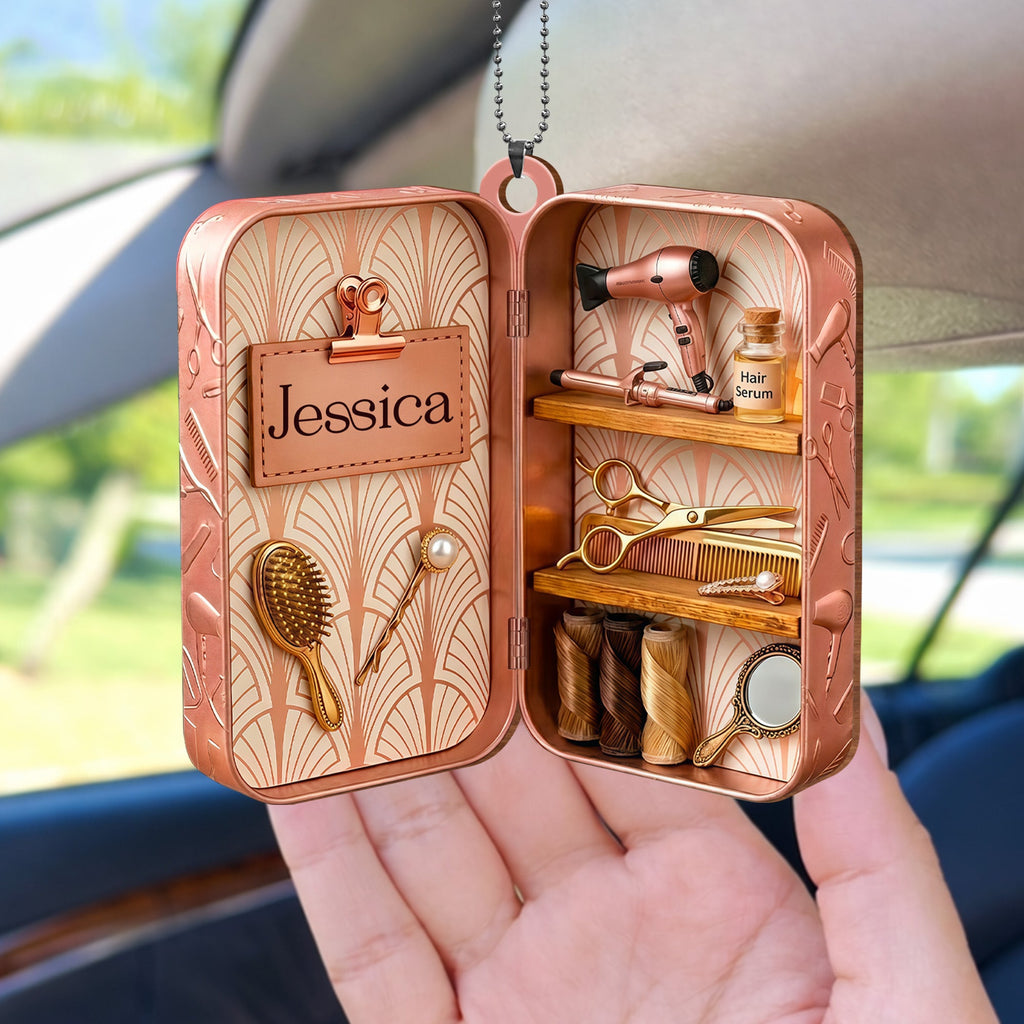 Personalized Wooden Hairdresser Tools Ornament Custom Name Gift Wood Ornament GradoCreations