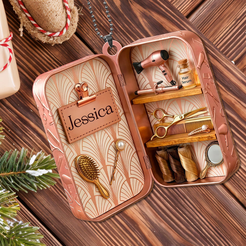 Personalized Wooden Hairdresser Tools Ornament Custom Name Gift Wood Ornament GradoCreations
