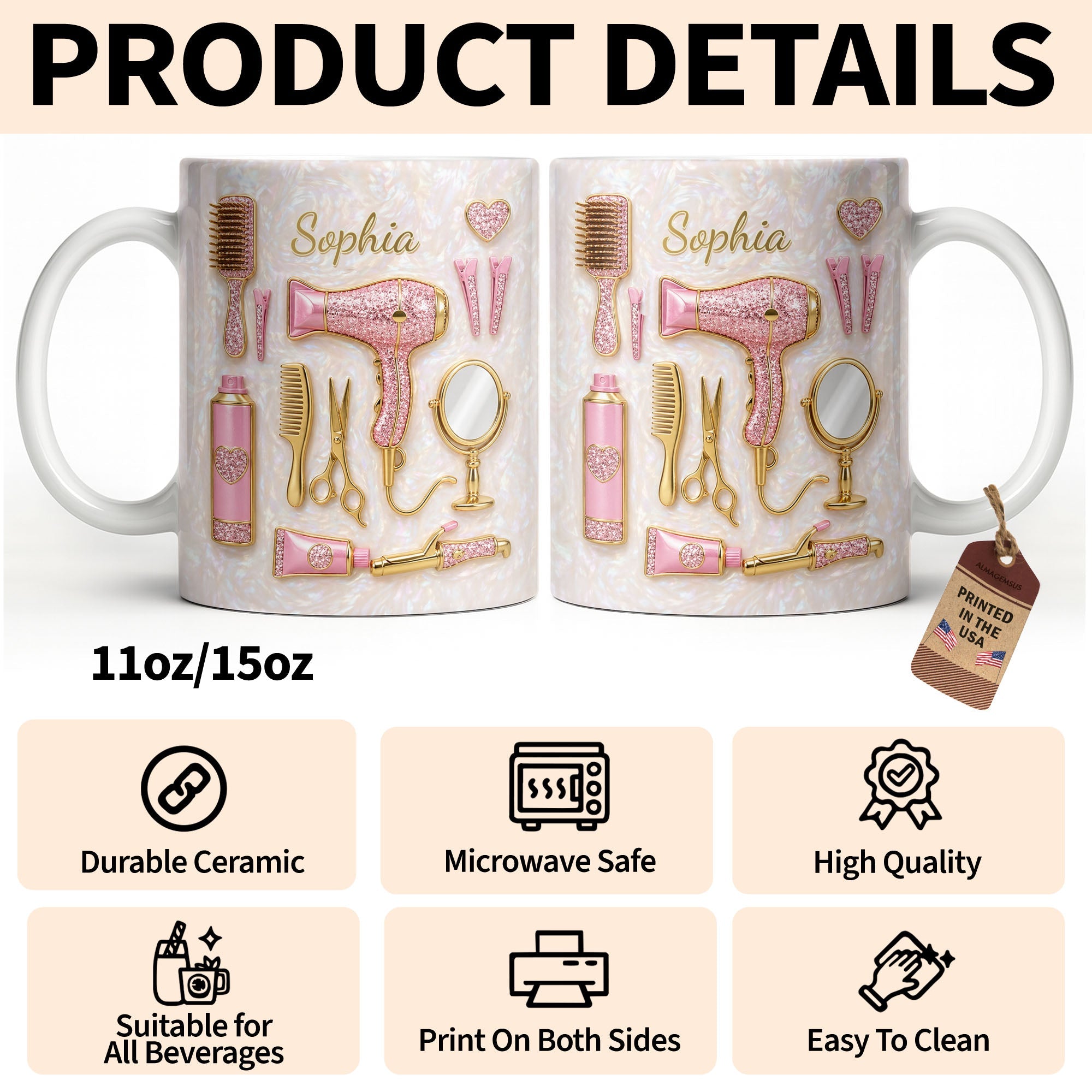 Personalized Hair Stylist Coffee Mug Custom Gift for Her Edge-to-edge Mug GradoCreations