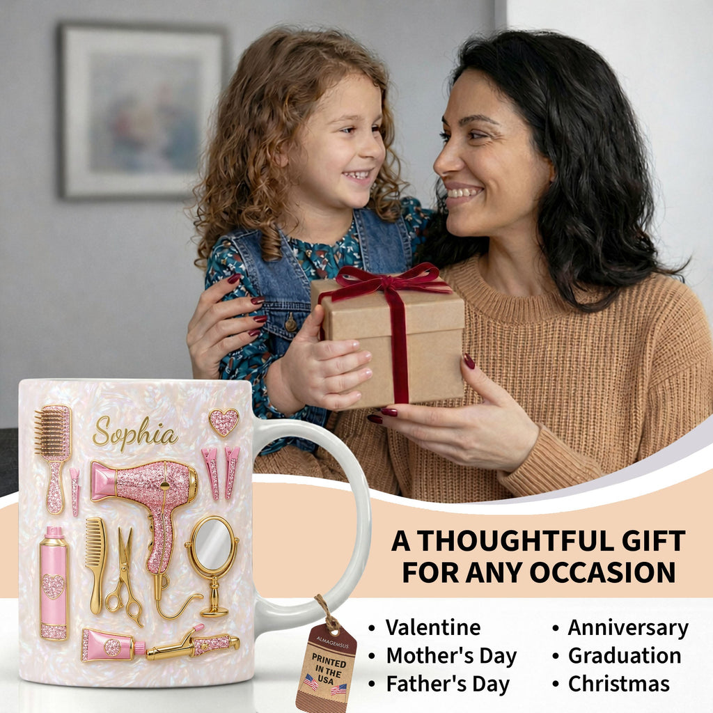 Personalized Hair Stylist Coffee Mug Custom Gift for Her Edge-to-edge Mug GradoCreations