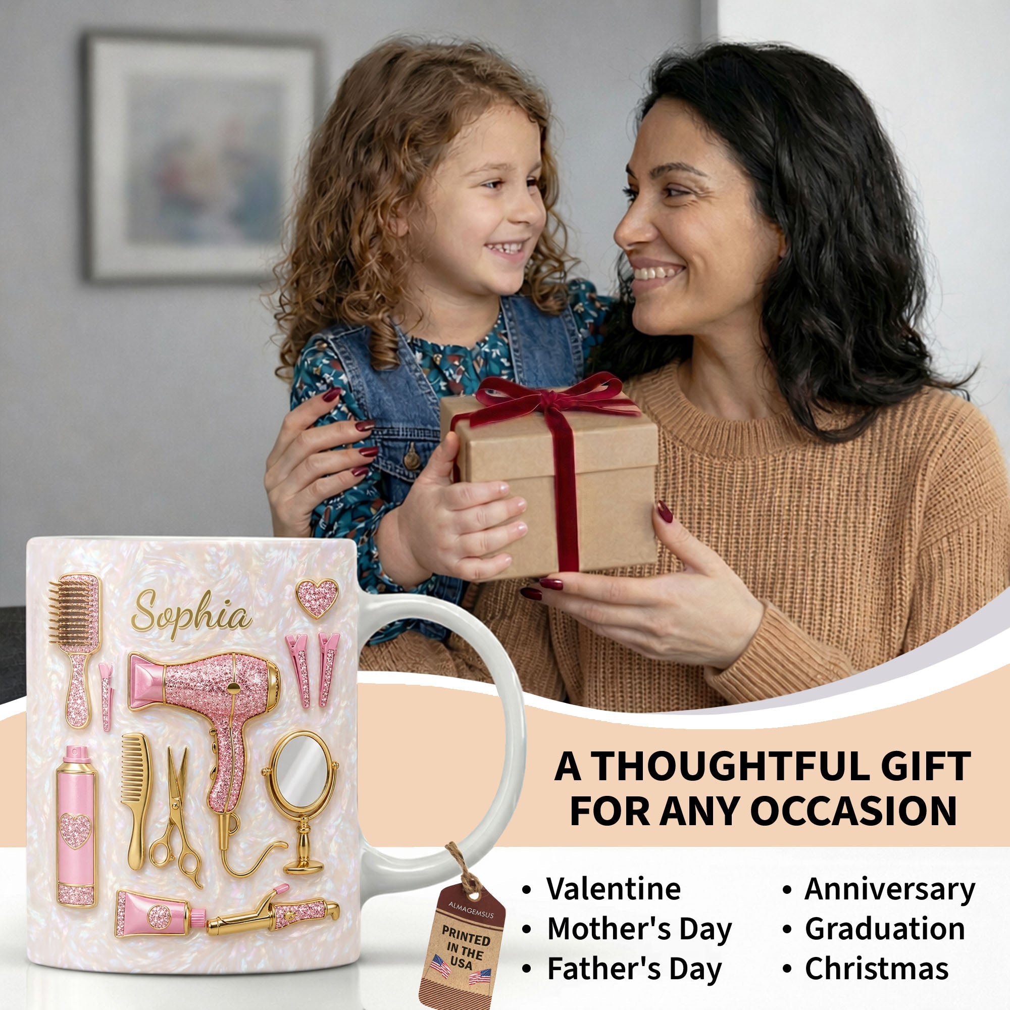 Personalized Hair Stylist Coffee Mug Custom Gift for Her Edge-to-edge Mug GradoCreations