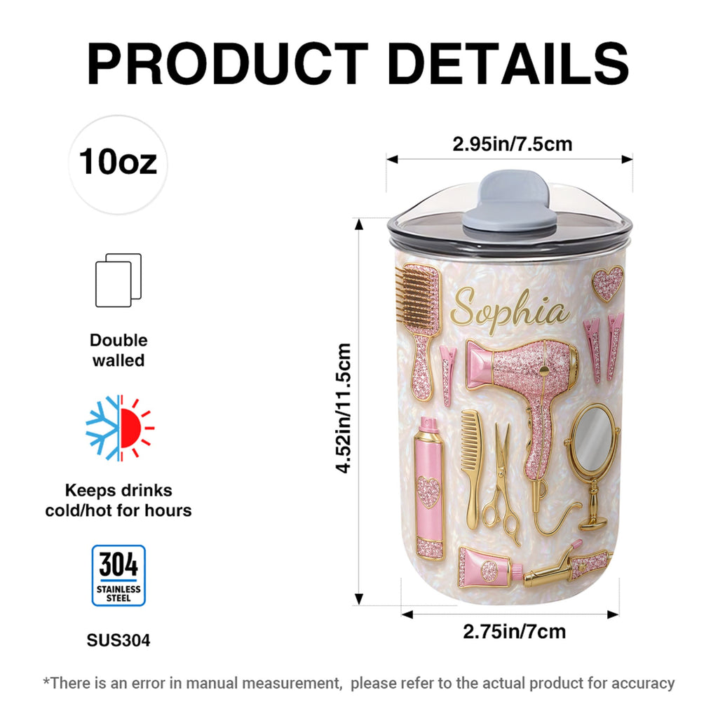 Personalized 10oz Tumbler for Hairstylist with Custom Name 10oz tumbler GradoCreations