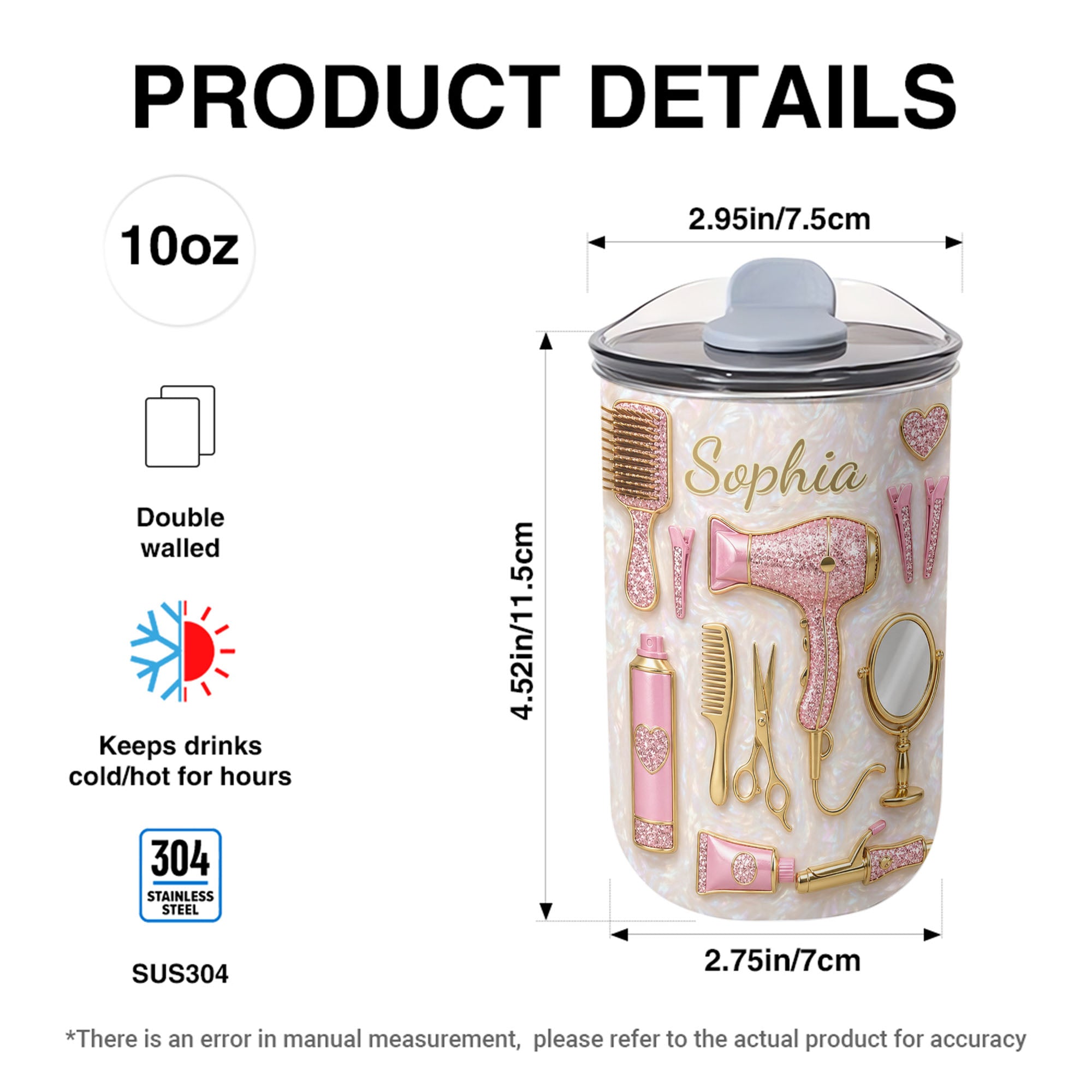Personalized 10oz Tumbler for Hairstylist with Custom Name 10oz tumbler GradoCreations