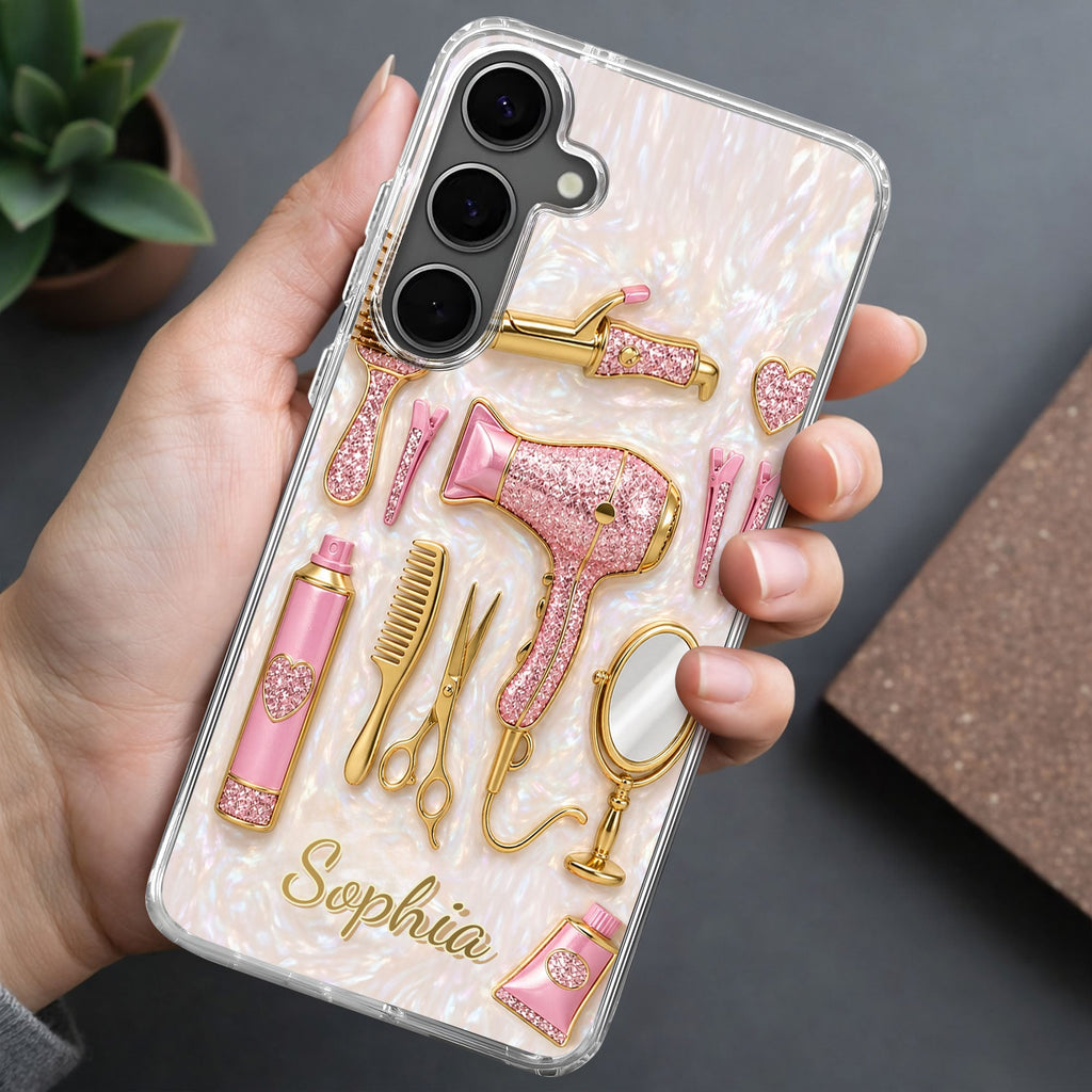 Personalized Clear Phone Case for Hairstylists with Custom Name Gift Clear Phone Case GradoCreations