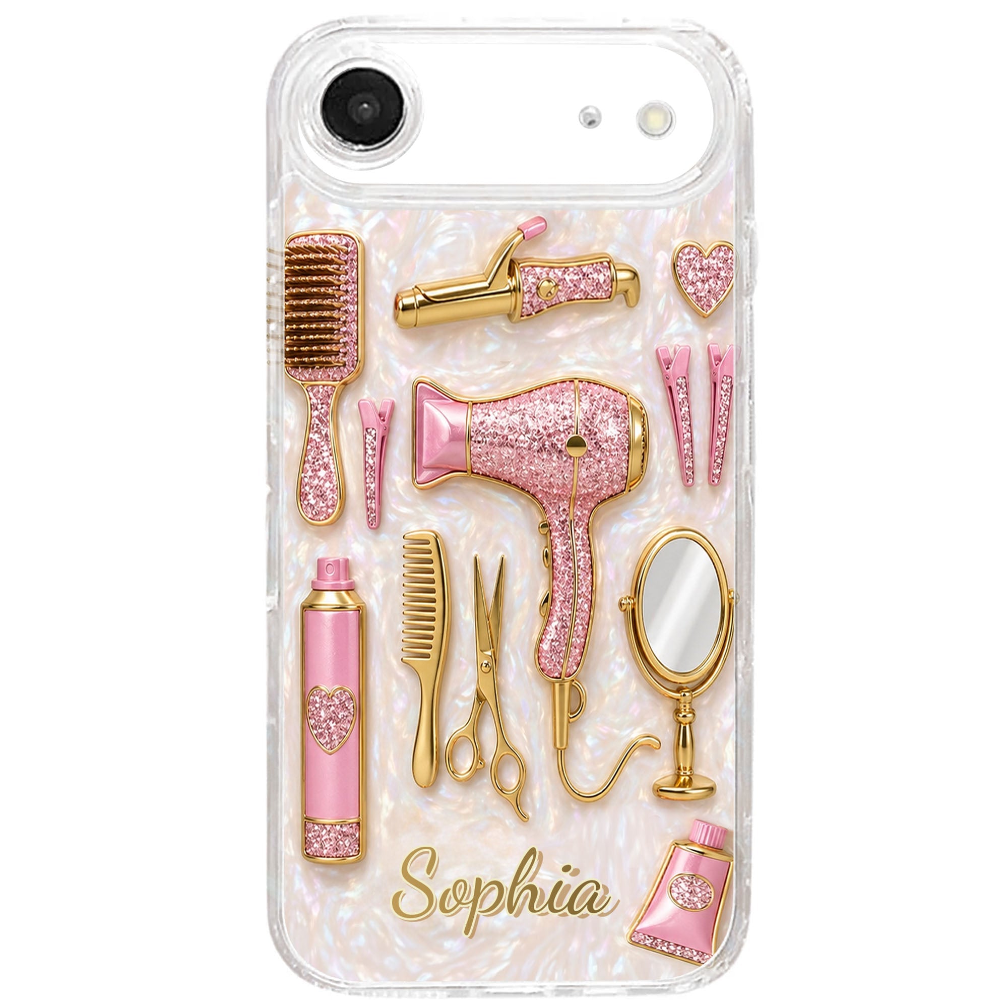 Personalized Clear Phone Case for Hairstylists with Custom Name Gift Clear Phone Case GradoCreations