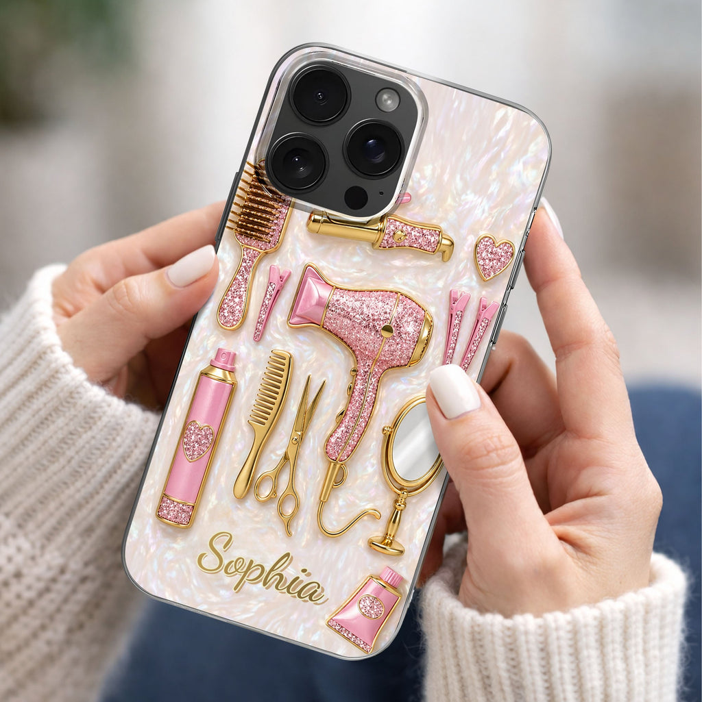 Personalized Clear Phone Case for Hairstylists with Custom Name Gift Clear Phone Case GradoCreations