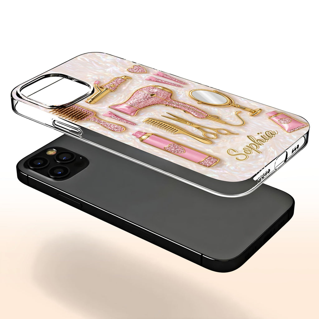 Personalized Clear Phone Case for Hairstylists with Custom Name Gift Clear Phone Case GradoCreations
