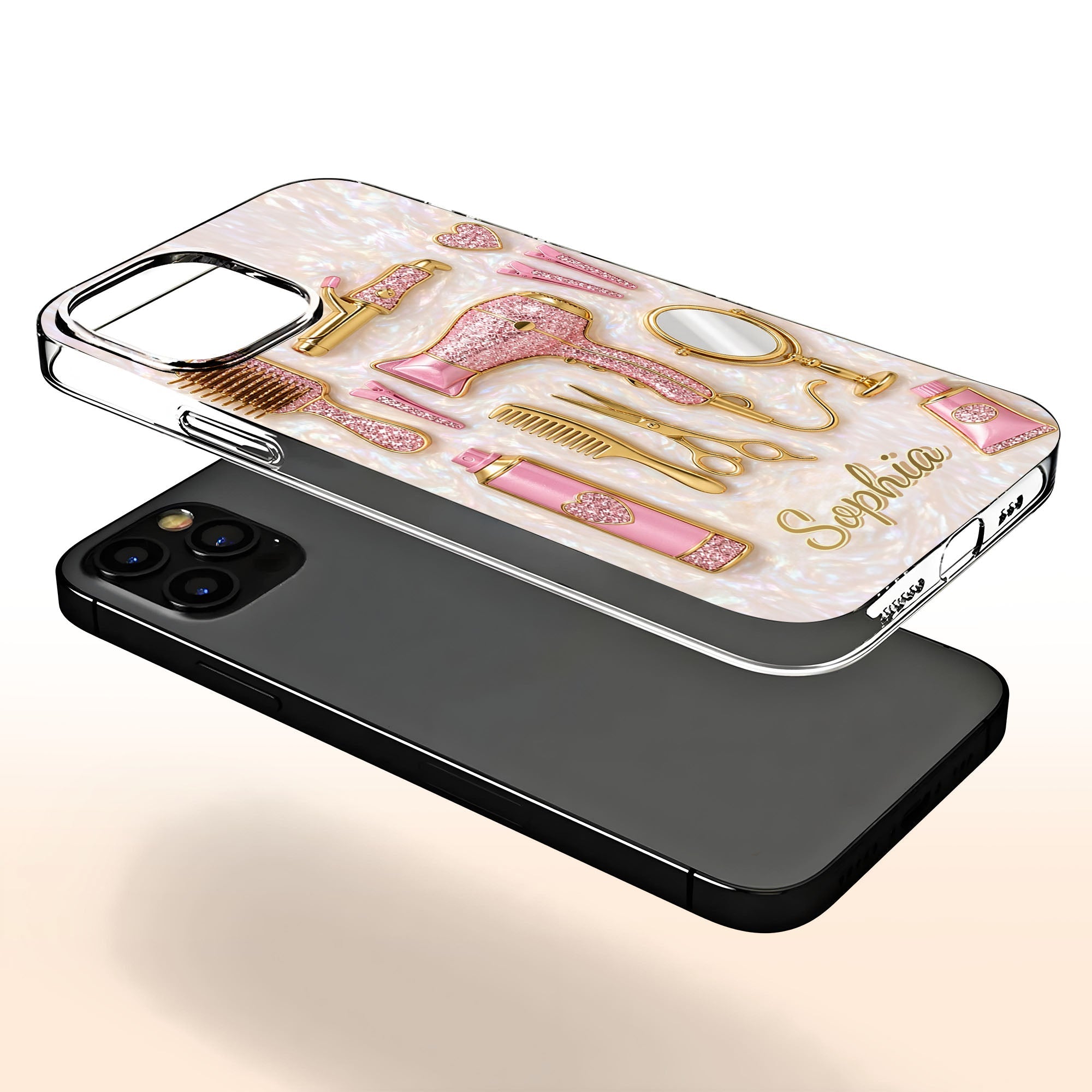 Personalized Clear Phone Case for Hairstylists with Custom Name Gift Clear Phone Case GradoCreations