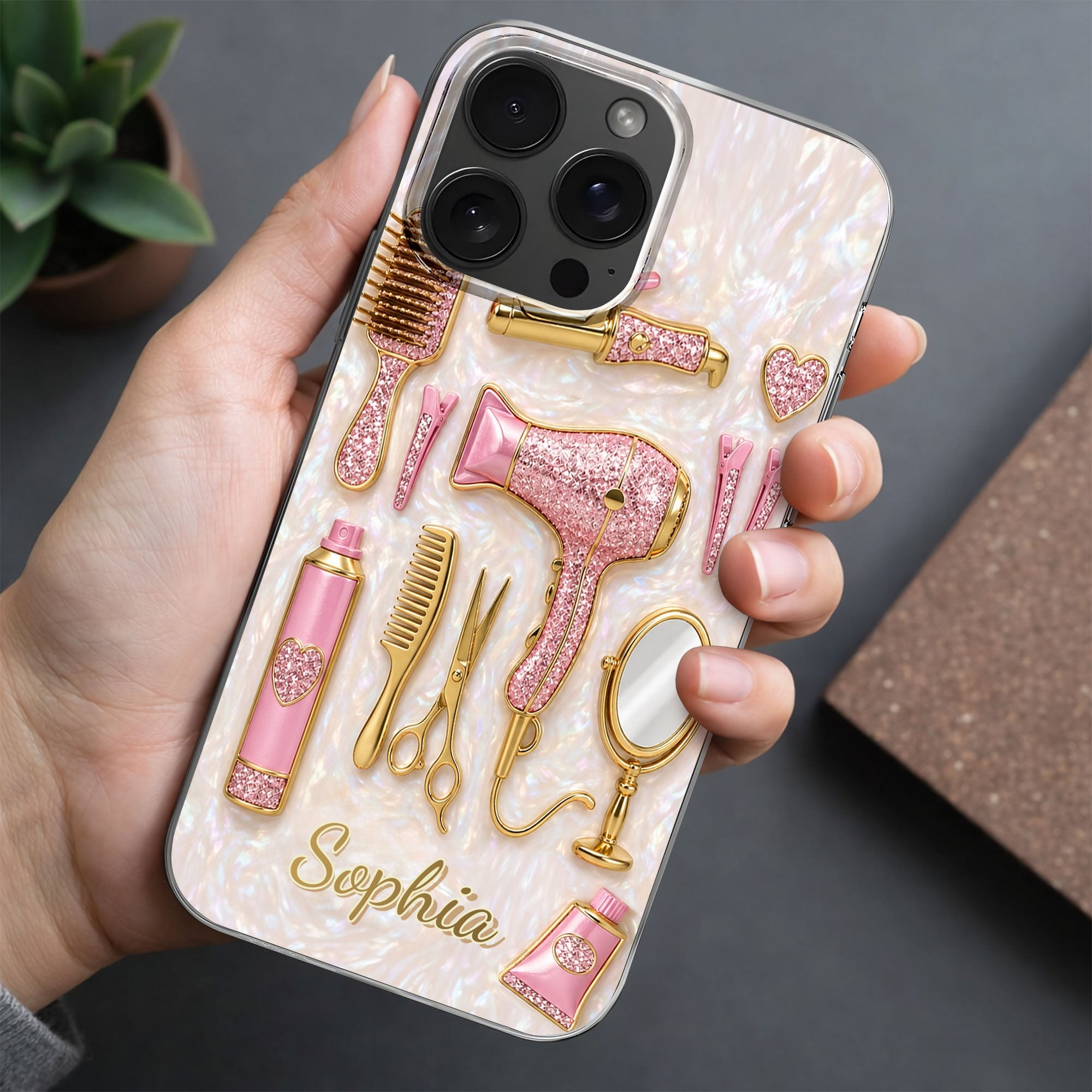 Personalized Clear Phone Case for Hairstylists with Custom Name Gift Clear Phone Case GradoCreations