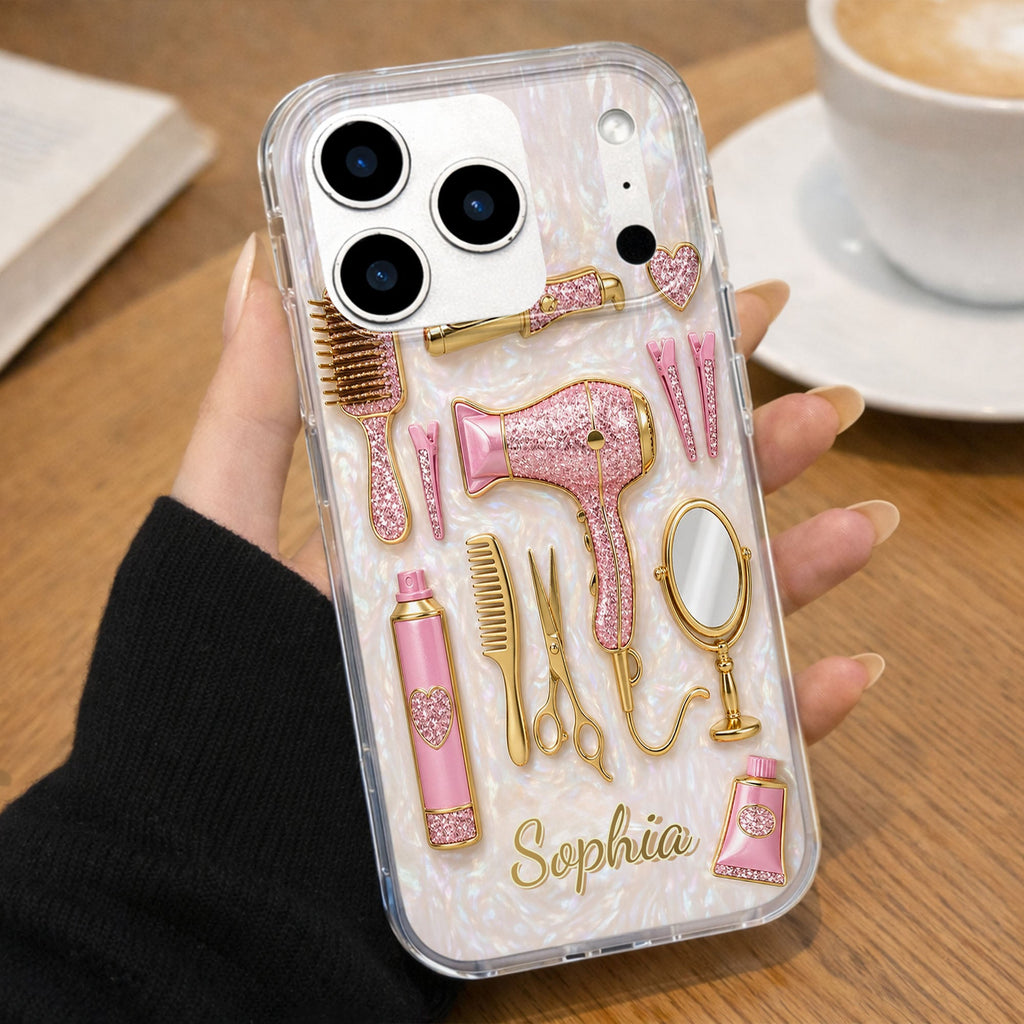 Personalized Clear Phone Case for Hairstylists with Custom Name Gift Clear Phone Case GradoCreations