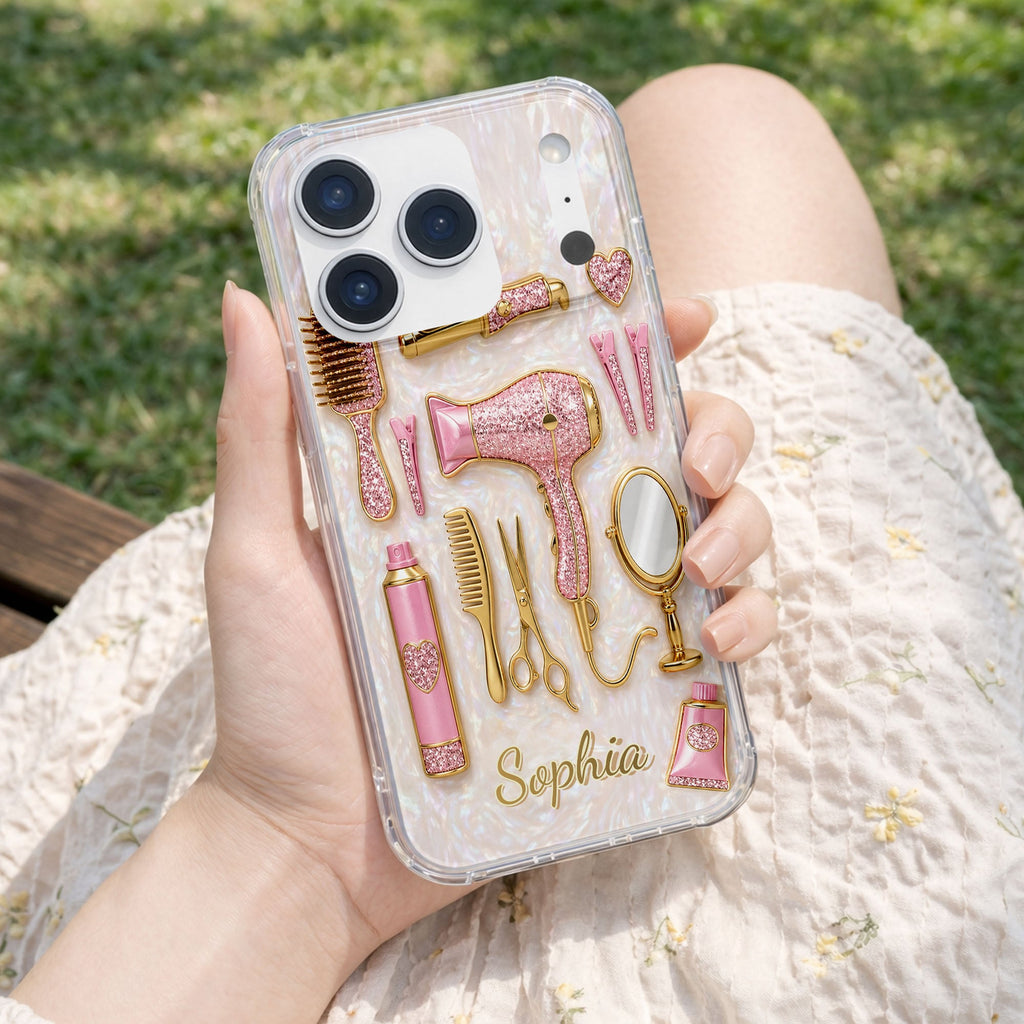Personalized Clear Phone Case for Hairstylists with Custom Name Gift Clear Phone Case GradoCreations